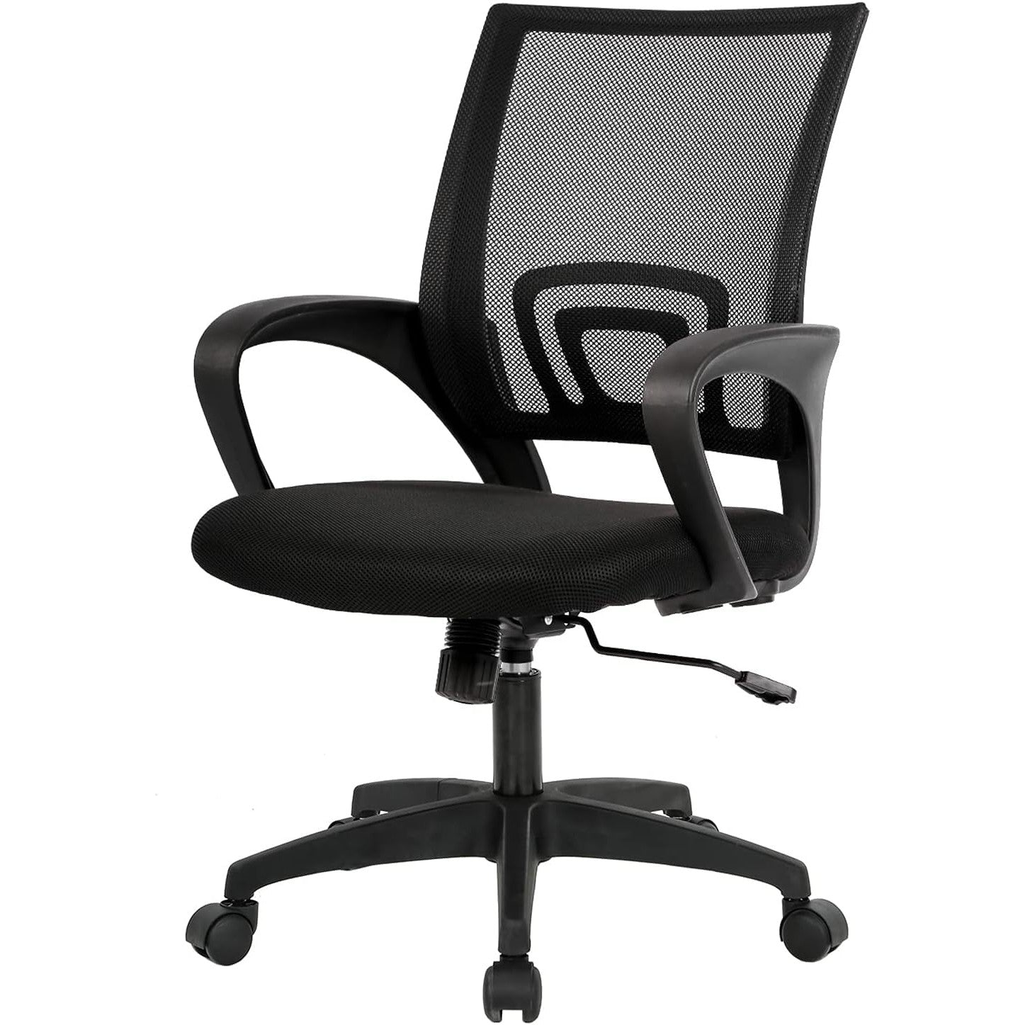 BestOffice | Ergonomic Office Chair | Mid-Back Swivel Desk Chair | Breathable Backrest & Lumbar Support | Adjustable Height | Sponge Seat | Rolling Wheels | Dark Black | for Adults & Women - Medaid International