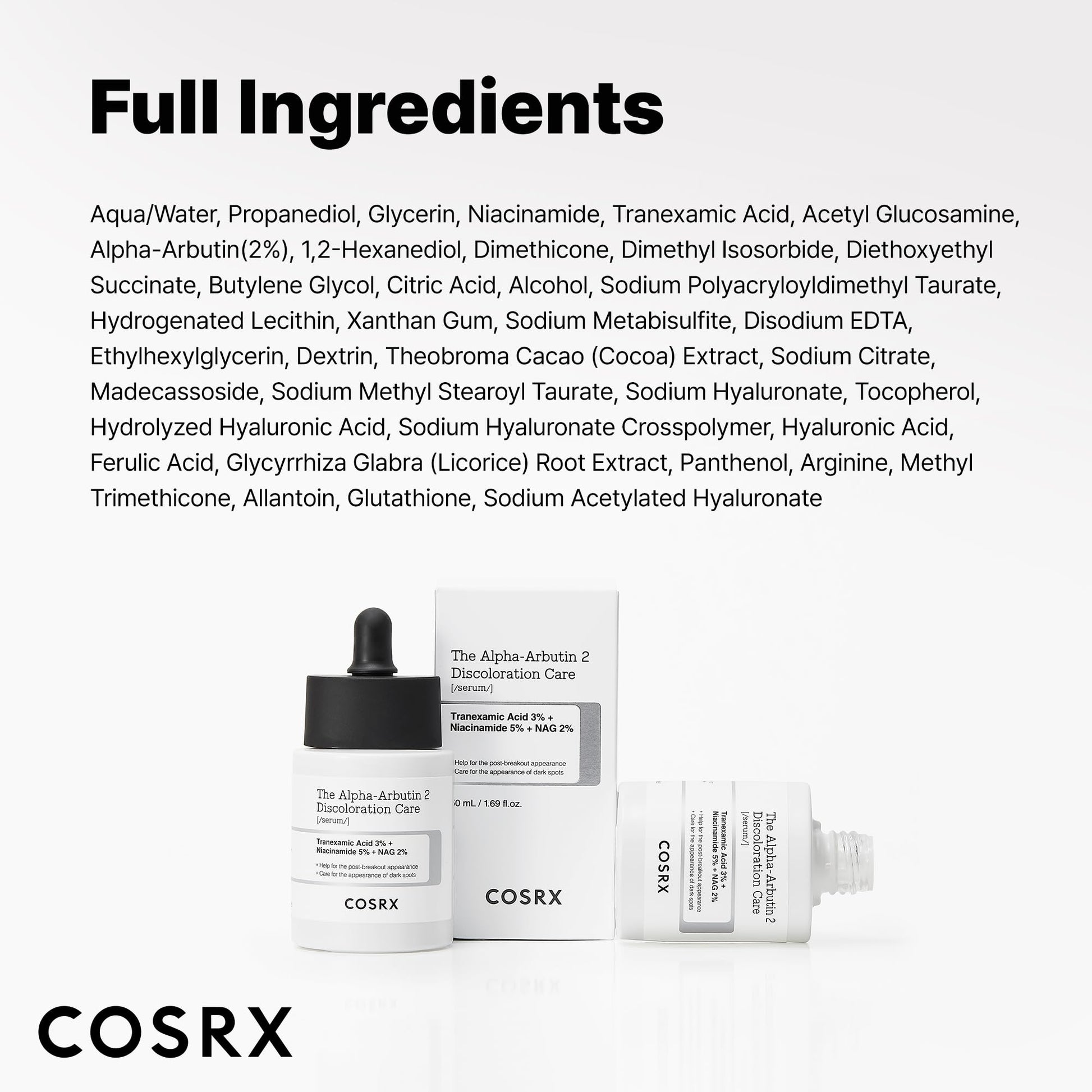 COSRX 2% Alpha Arbutin Discoloration Care Face Serum with Niacinamide, Glutathione & Tranexamic Acid, 1.7 fl oz – Serum for Face, Korean Skin Care - Medaid International