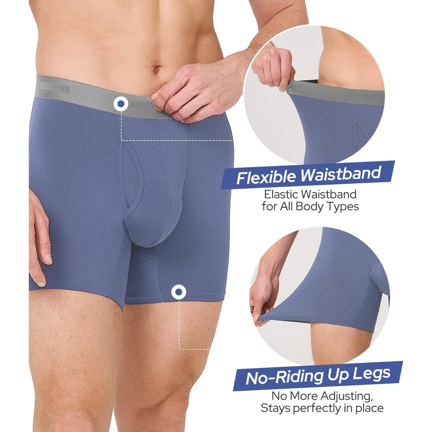 BAMBOO COOL Mens Underwear Ultra Soft & Breathable Boxer Briefs Moisture Wicking Tagless 3D Pouch 4 Pack - Medaid International