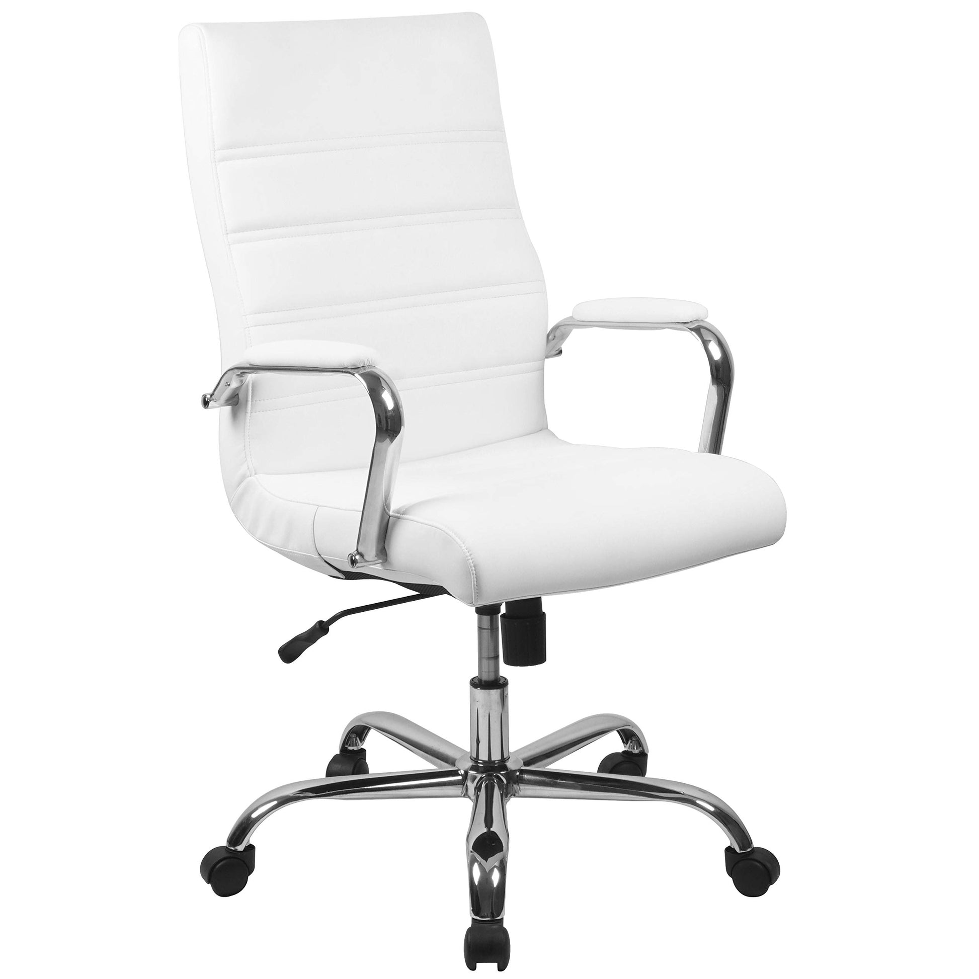Flash Furniture Whitney High-Back Swivel LeatherSoft Desk Chair with Padded Seat and Armrests, Adjustable Height Padded Office Chair, White/Chrome - Medaid International