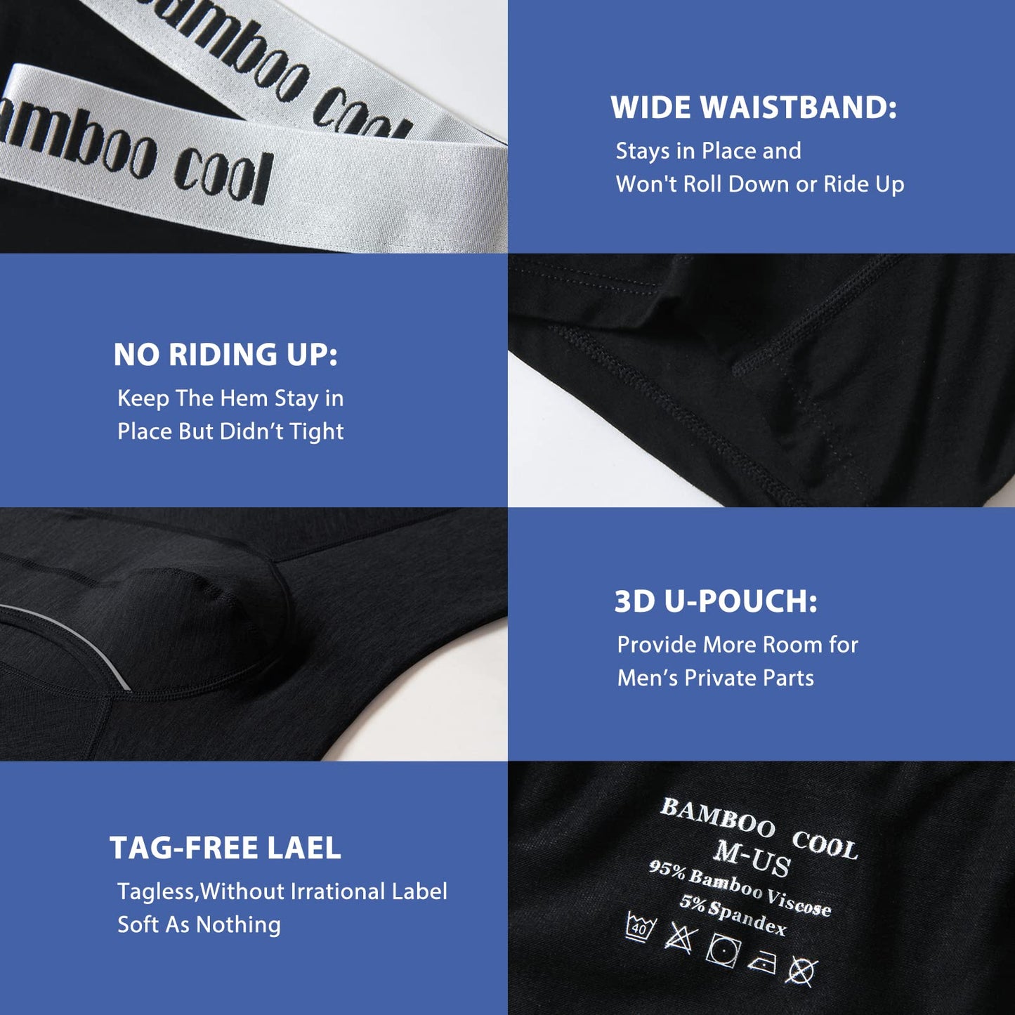 BAMBOO COOL Men's Underwear Soft Breathable Stretch Classic Boxer Briefs with Fly,Multipack - Medaid International