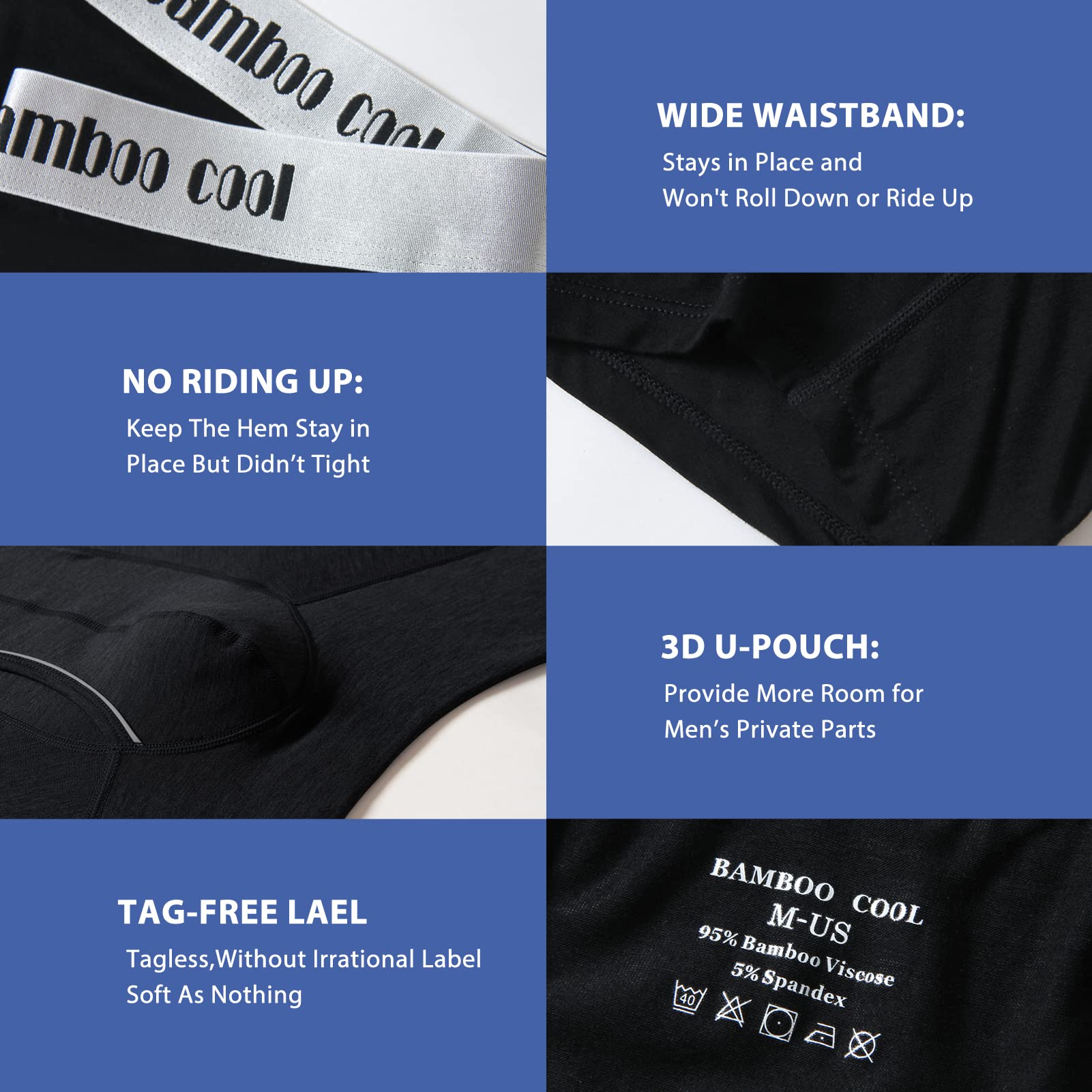 BAMBOO COOL Men's Underwear Soft Breathable Stretch Classic Boxer Briefs with Fly,Multipack - Medaid International