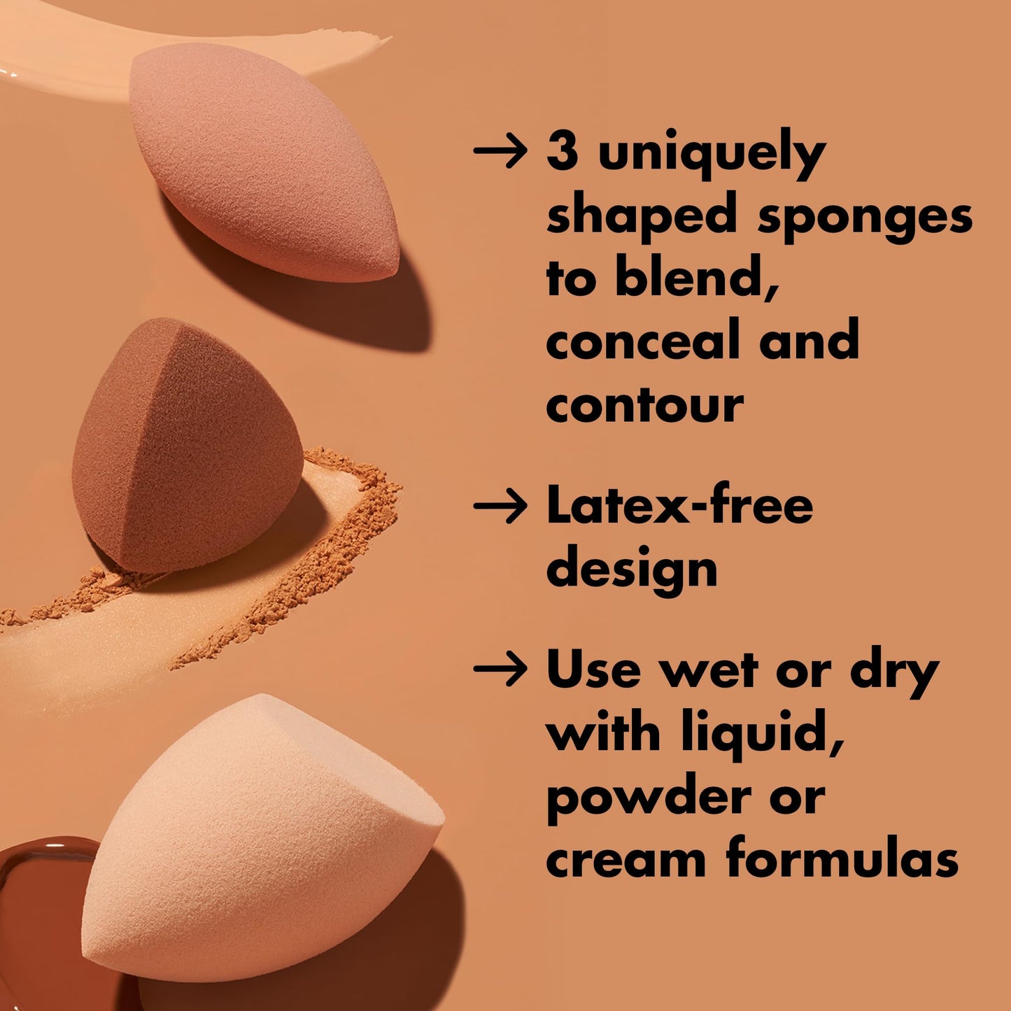 e.l.f. Total Sponge Set, Multi-use Makeup Sponge Set For Flawless Blending, Great For Powder Or Liquid Concealer & Foundation, Vegan & Cruelty-Free - Medaid International