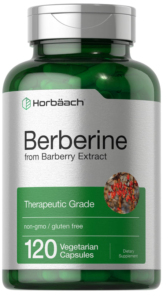 Horbaach Berberine HCL Supplement | 500mg | 120 Capsules | from Barberry Extract | Therapeutic Grade | Vegetarian, Non-GMO, Gluten Free - Medaid International