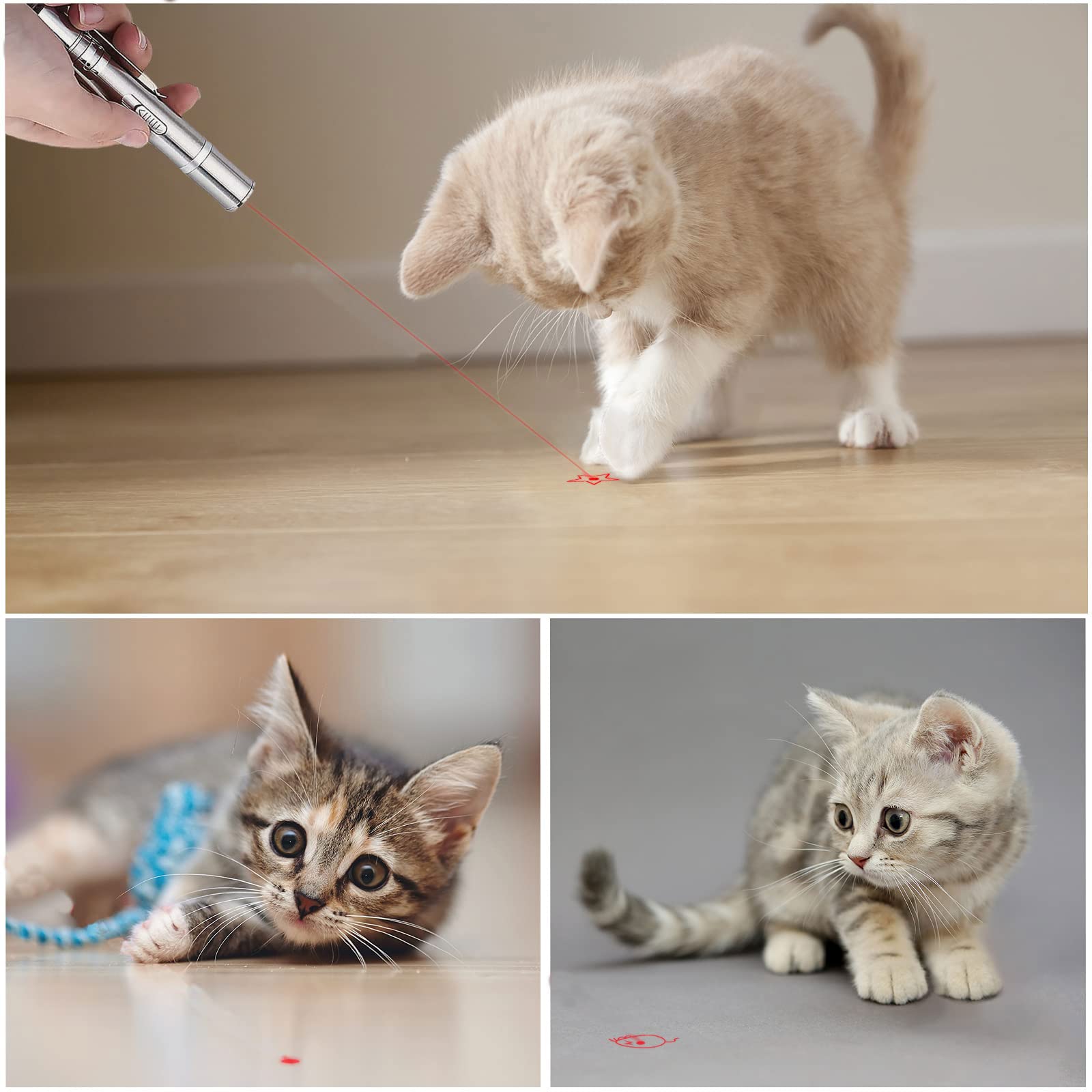 GLMSA Laser Pointer Cat Toy - 5Modes Pointer for Indoor Interactive, Cat Toys Red Light Pet Pointer Interactive to Busy Kitten Dog Chaser Play Toys(2 Pcs) - Medaid International