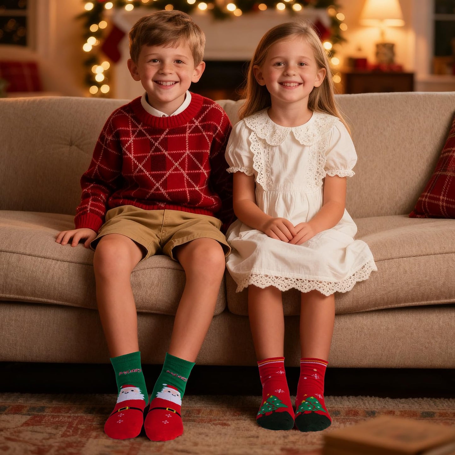 cnomg 5Pairs Christmas Socks for Kids Toddler Christmas Socks for Holiday Xmas Cute Sock for Boys Girls Children Gift(US, Age, 5 Years, 8 Years) - Medaid International