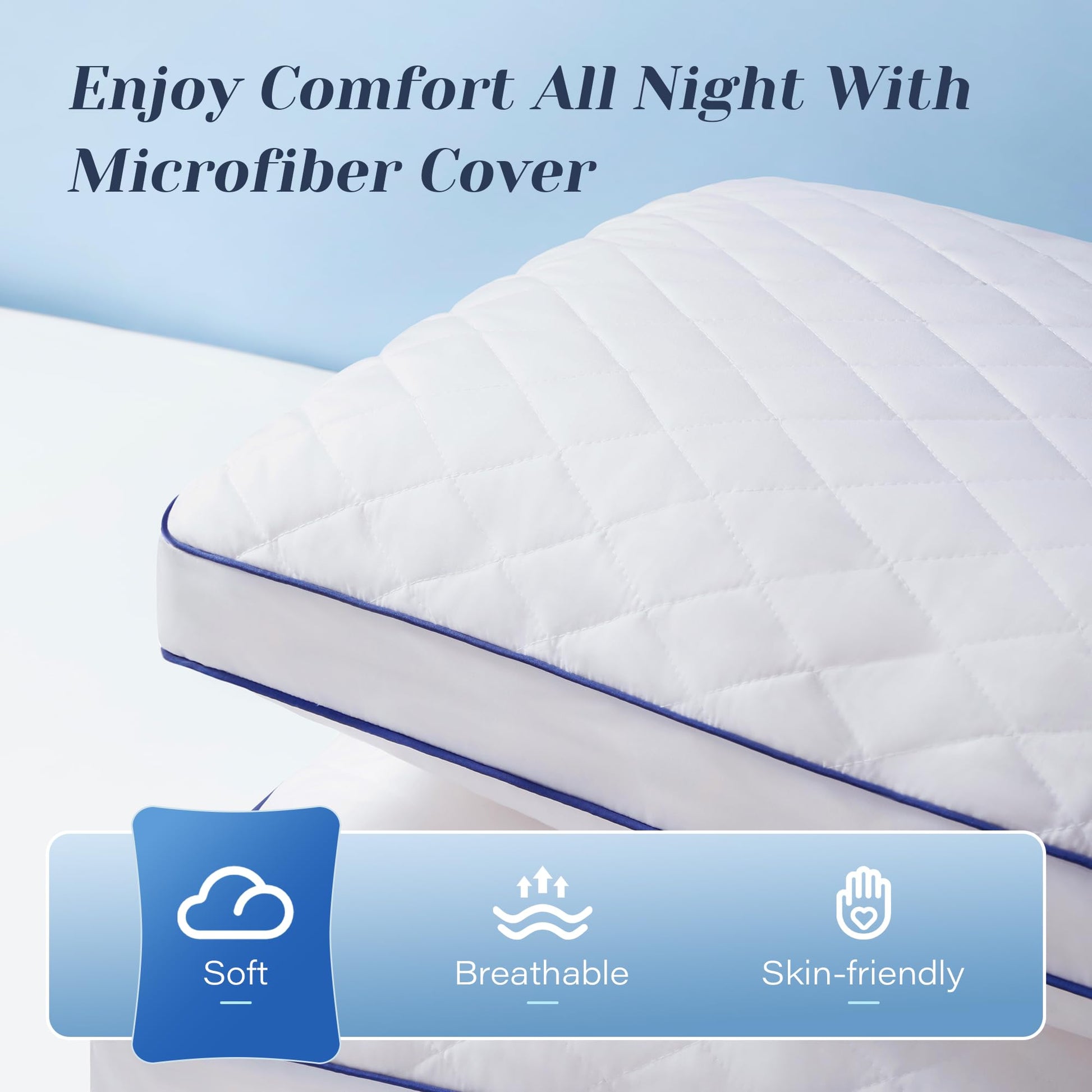 Mosluna Shredded Memory Foam Pillows Queen Size Set of 2, Soft Bed Pillow for Side and Back Sleepers, Medium Firm Pillows 2 Pack with Gusset(20"x30") - Medaid International