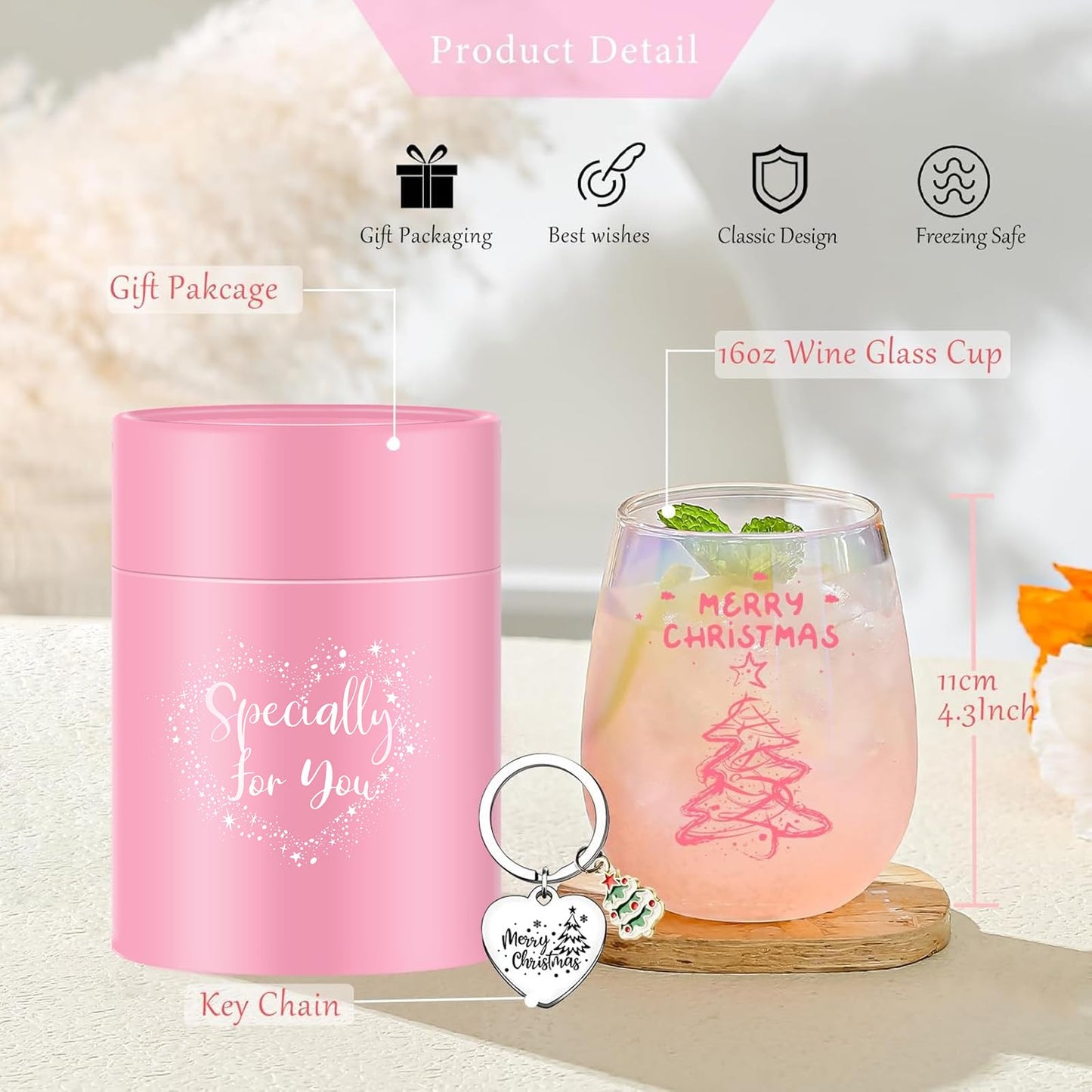 Funny Christmas Gifts: Tree Mugs, Wine Glasses & Stocking Stuffers - Kawaii White Elephant Gifts for Women, Moms, Friends & Sisters - Medaid International