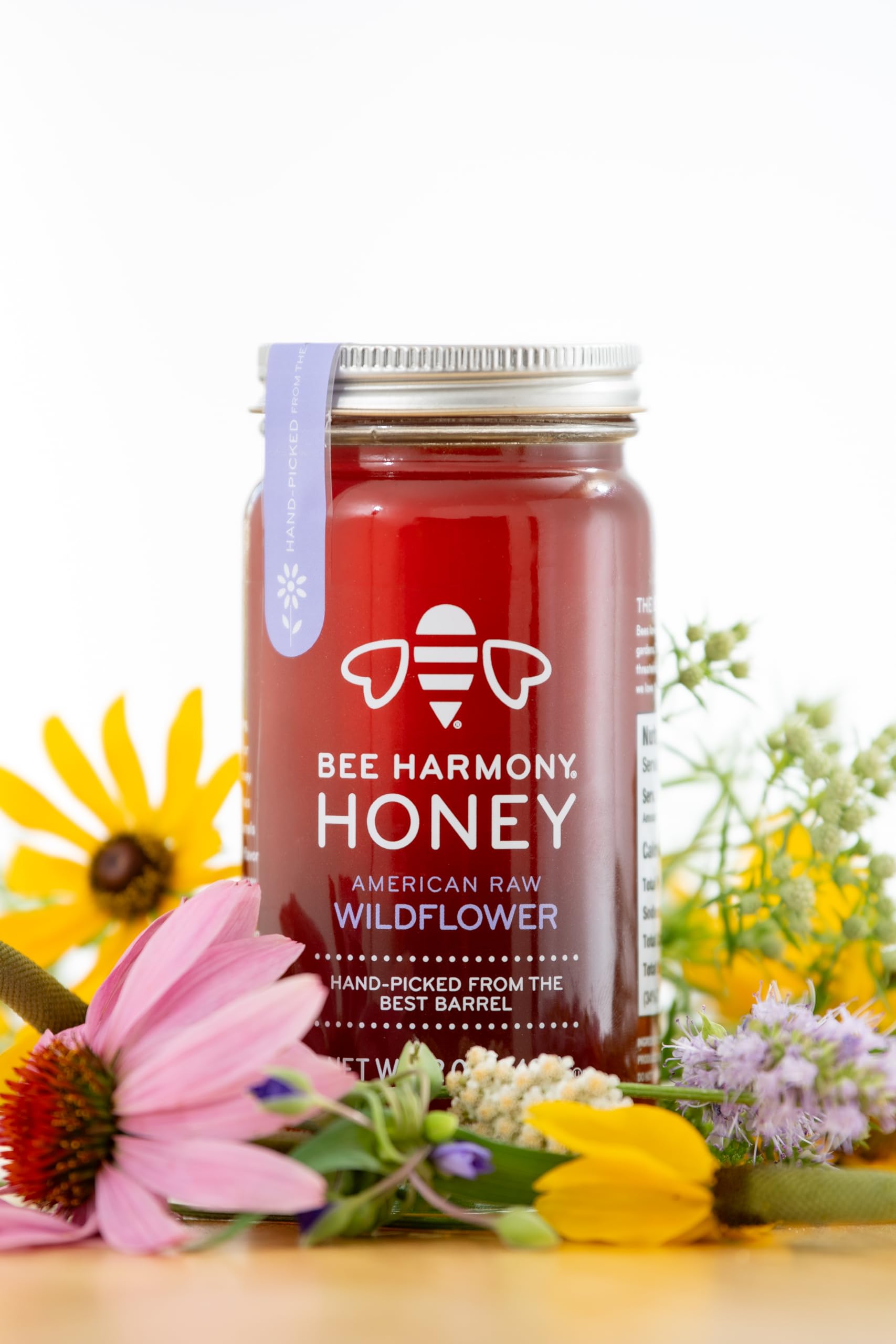 Bee Harmony American Raw Wildflower Honey, 12 OZ (Pack of 2 Jars) - Medaid International