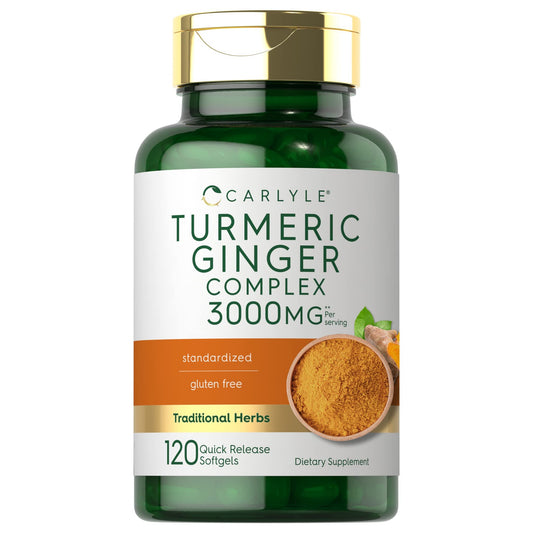 Carlyle Turmeric and Ginger Supplement 3000 mg | 120 Softgel Capsules | Turmeric Curcumin Complex | with Black Pepper Extract | Non-GMO, Gluten Free - Medaid International