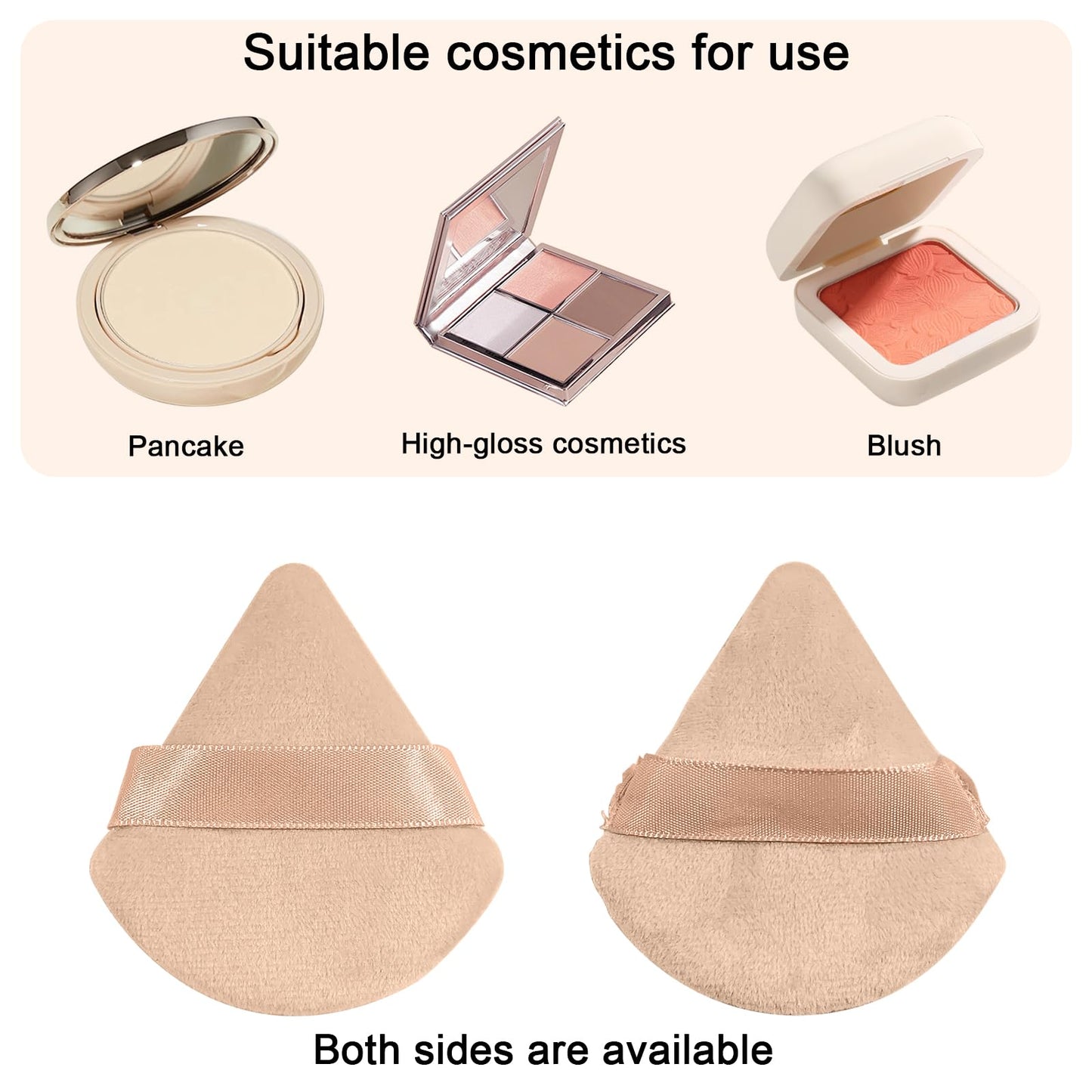 6 Pcs Powder Puff Face Soft Triangle Makeup Puff Velour Makeup Sponge Beauty Blender for Loose Powder - Skin color - Medaid International