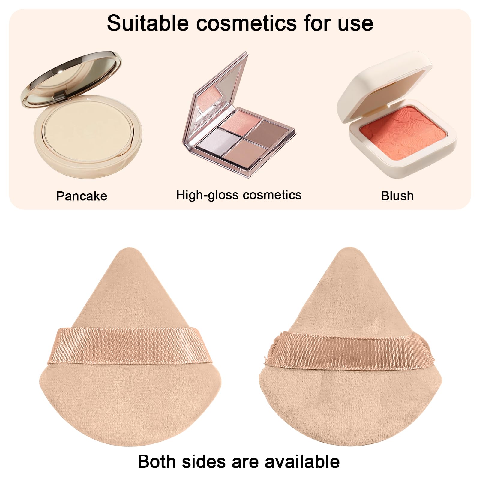 6 Pcs Powder Puff Face Soft Triangle Makeup Puff Velour Makeup Sponge Beauty Blender for Loose Powder - Skin color - Medaid International