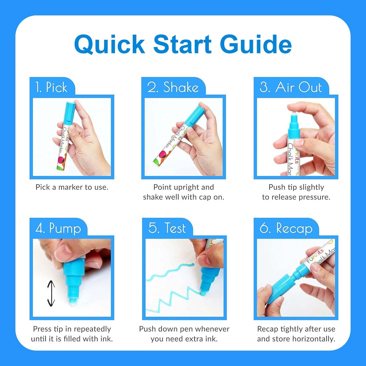 Funcils White Chalk Markers Fine Tip (5 Pack, 3mm Reversible Tip) - For Chalkboard, Blackboard, Car Windows, Glass, Acrylic Calendar | Dry erase, Erasable Thin Liquid Chalk Pens - Medaid International