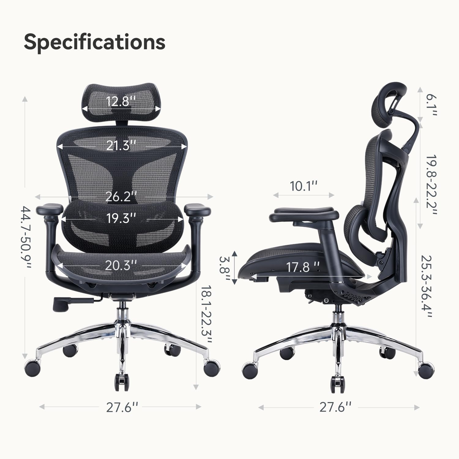 SIHOO Doro C300 Ergonomic Office Chair with Ultra Soft 3D Armrests, Dynamic Lumbar Support for Home Office Chair, Adjustable Backrest Desk Chair, Swivel Big and Tall Computer Chair Black - Medaid International