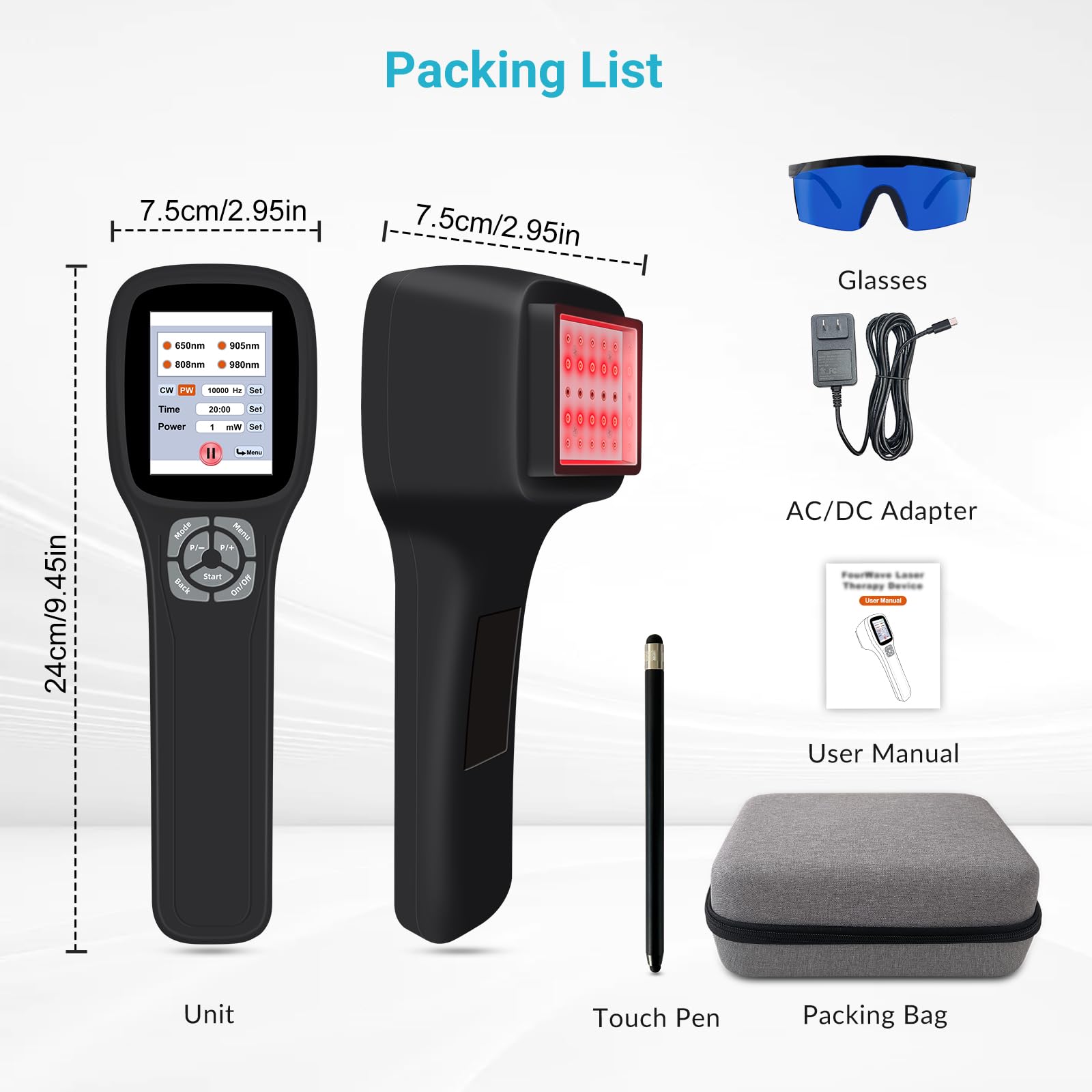 Frovab Cold Laser Therapy Device for Dogs, 5x980nm 5x905nm 5x808nm 10x650nm, Portable Infrared Light Therapy for Cats Equine Joint, Handheld Red Light Therapy Device, Pet Laser Therapy for Pain Relief - Medaid International