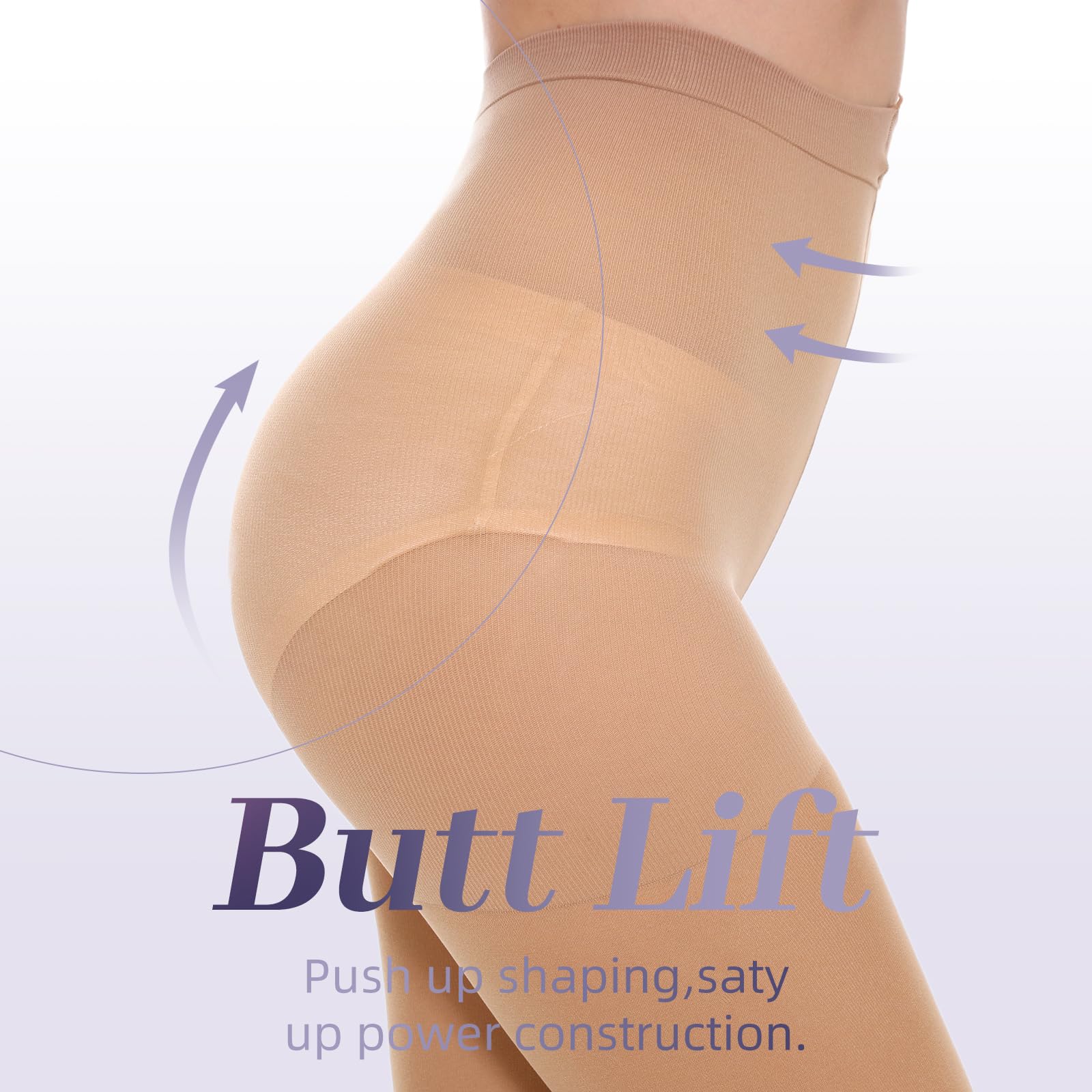 MANZI 2 Pairs Run Resistant Control Top Panty Hose Opaque Tights, Large, Suntan - Medaid International