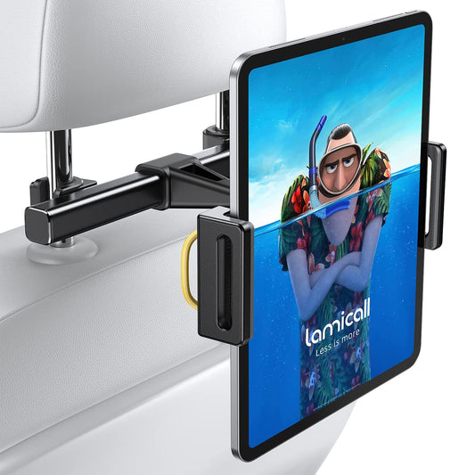 Lamicall Car Tablet Headrest Holder - Car Back Seat Headrest Tablet Mount Stand for Kids, Road Trip Essentials, Compatible with 2024 iPad Pro 11/13", Air Mini, Galaxy Tab, 4.7-13" Devices, Black - Medaid International