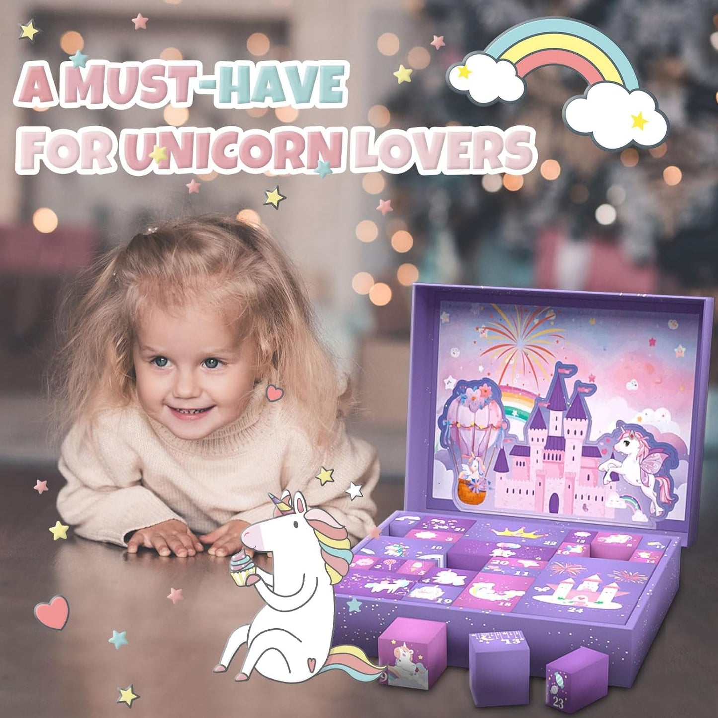 Advent Calendar 2025 for Girls - Unicorn Gifts for Girls, 24-Day Christmas Countdown Box, Countdown Calendar, for Kin Surprise Gifts for Daughters and Granddaughters (Unicorn) - Medaid International