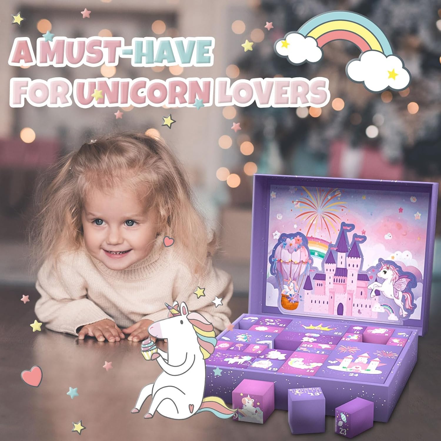 Advent Calendar 2025 for Girls - Unicorn Gifts for Girls, 24-Day Christmas Countdown Box, Countdown Calendar, for Kin Surprise Gifts for Daughters and Granddaughters (Unicorn) - Medaid International