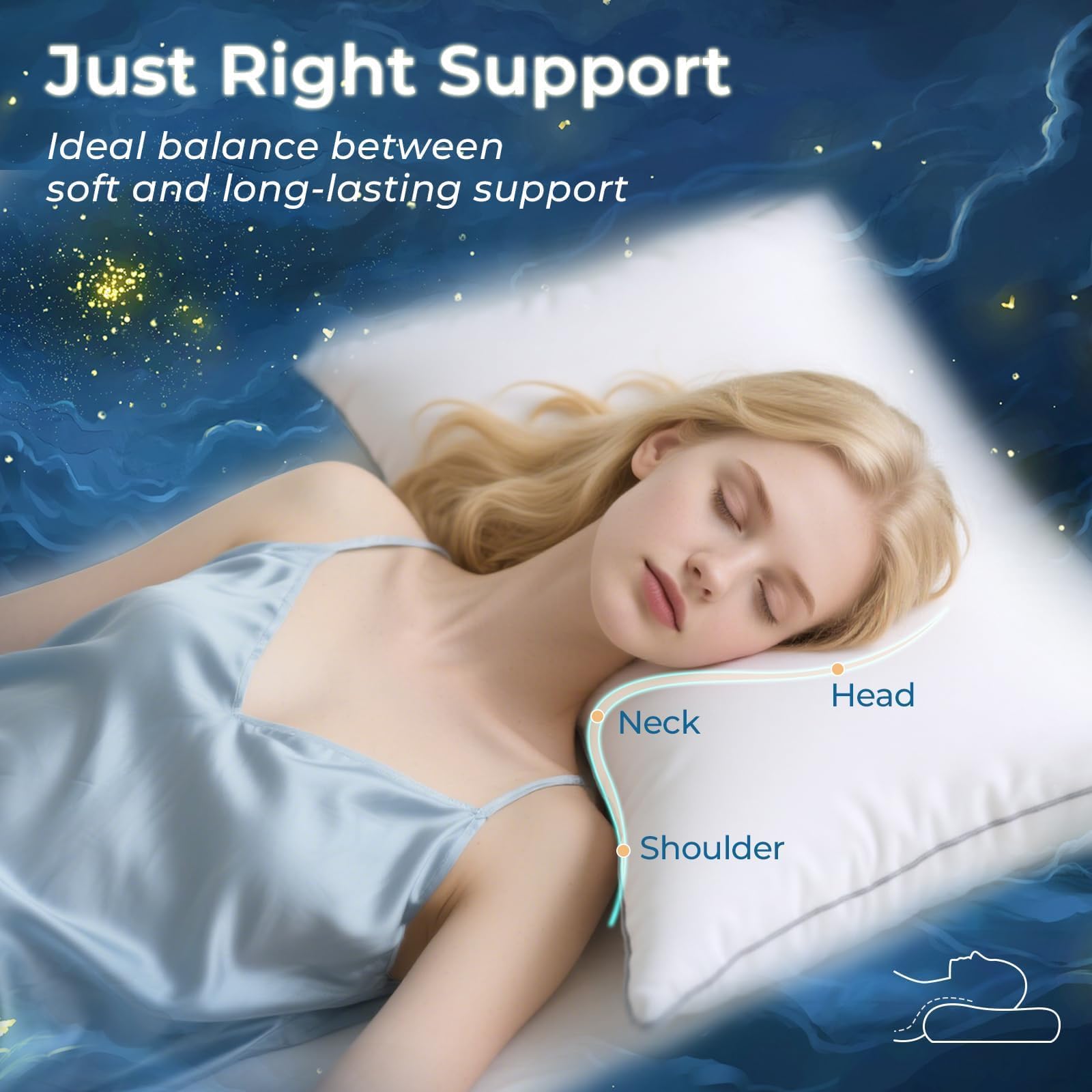 Sasttie Pillows Queen Size Set of 2, Bed Pillows for Side, Back, and Stomach Sleepers - Oeko-Tex Certified Down Alternative Plump Filling - Hotel Quality and Machine Washable, 2 Pack - Medaid International