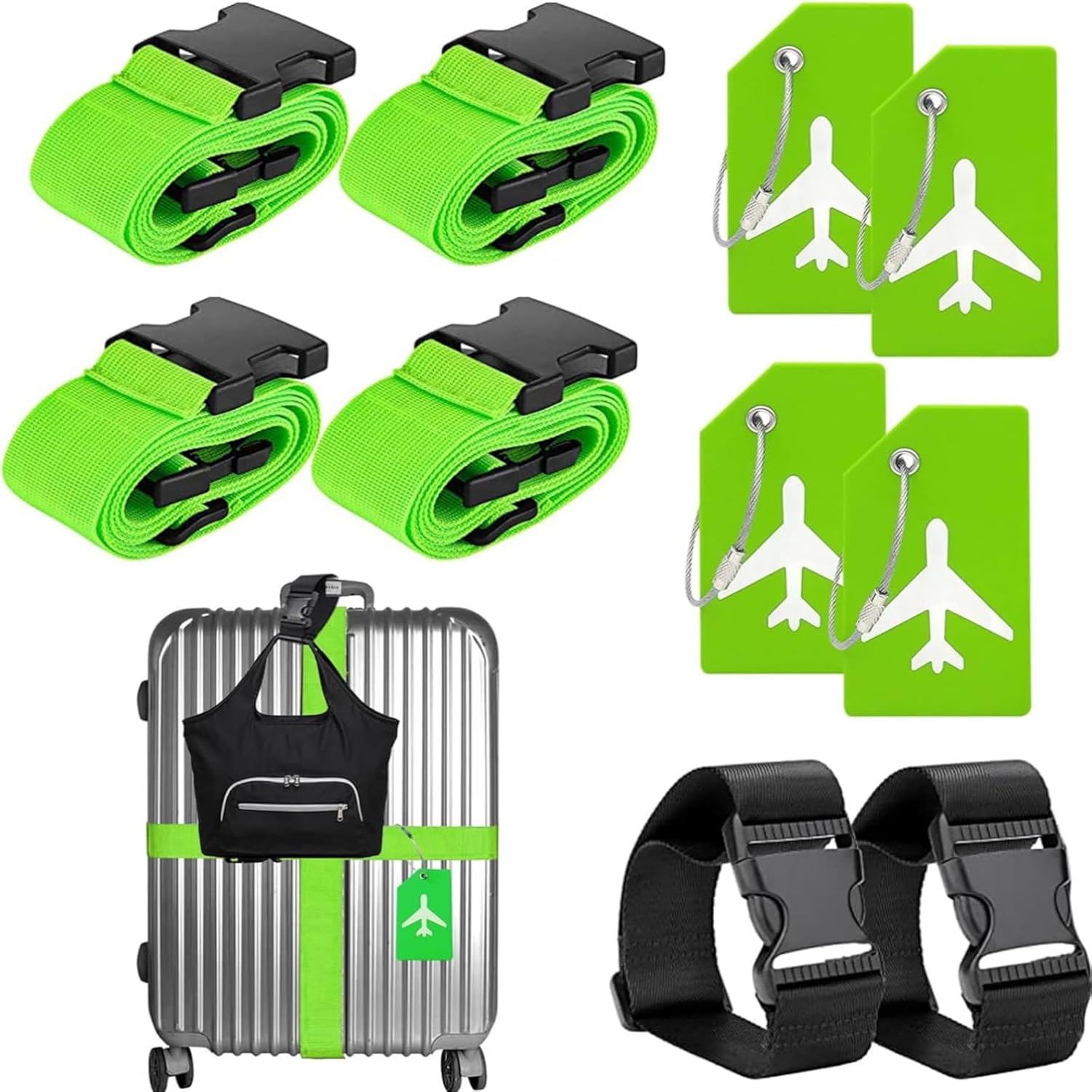 TZAONEN Luggage Straps for Suitcases TSA Approved Luggage Tag Set A Medaid