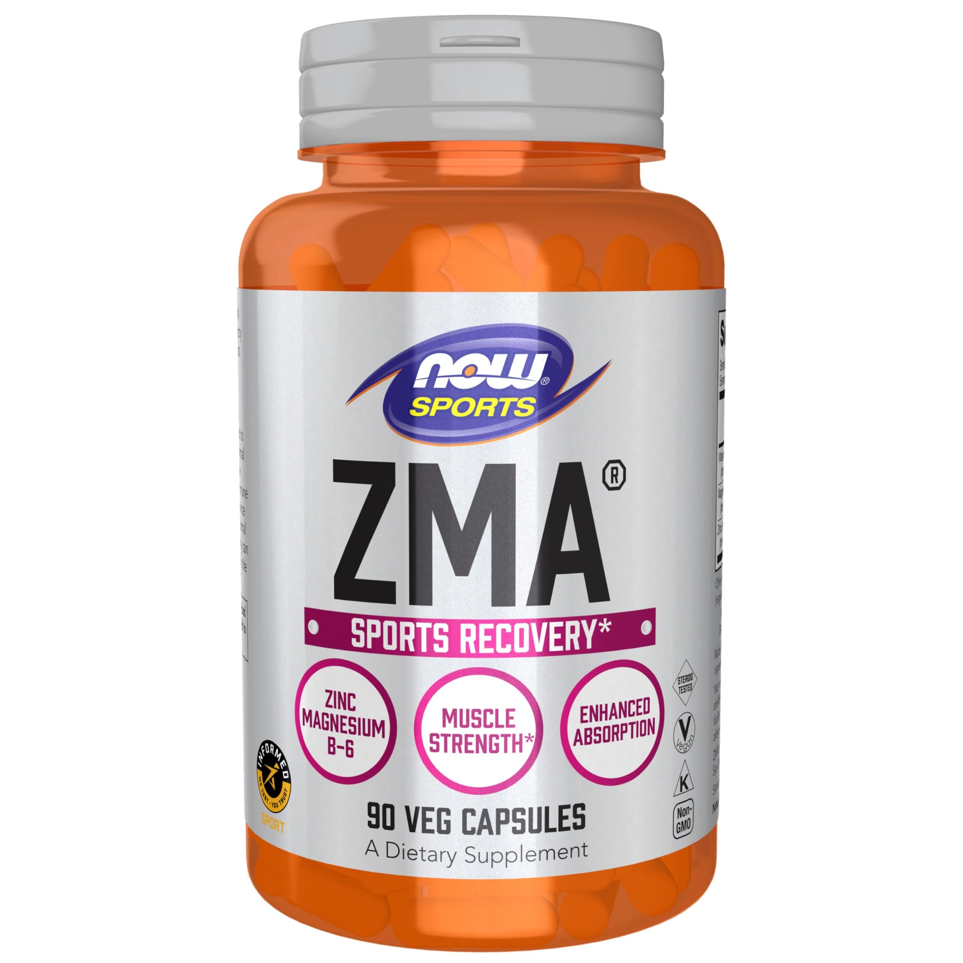 NOW Foods Sports Nutrition, ZMA (Zinc, Magnesium and Vitamin B-6), Enhanced Absorption, Sports Recovery*, 90 Capsules - Medaid International