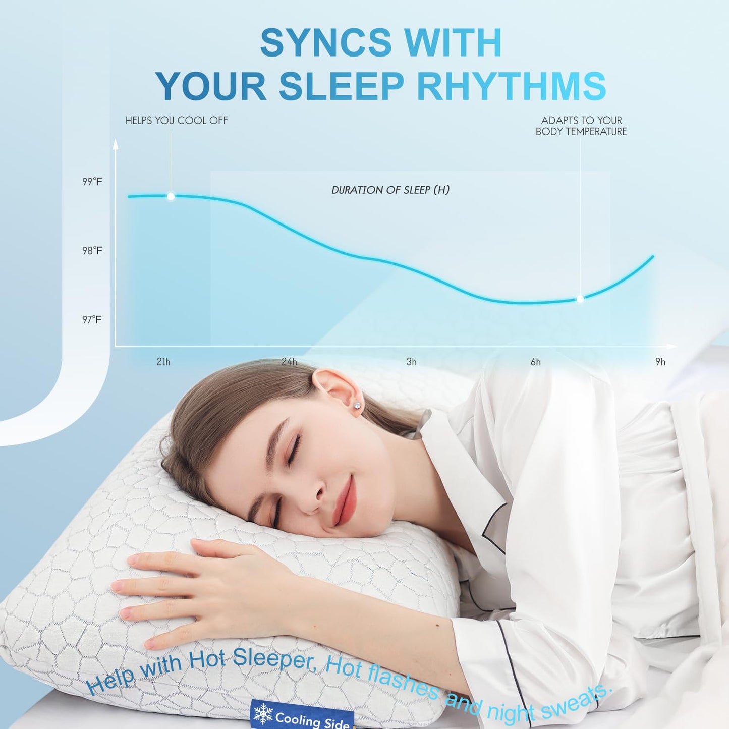 QUTOOL Cooling Pillows for Sleeping 2 Pack, Shredded Memory Foam Bed Pillows Queen Size Set of 2, Cool Pillow for Hot Sleepers Adjustable Firm Pillow for Side, Back and Stomach Sleepers Supportive - Medaid International