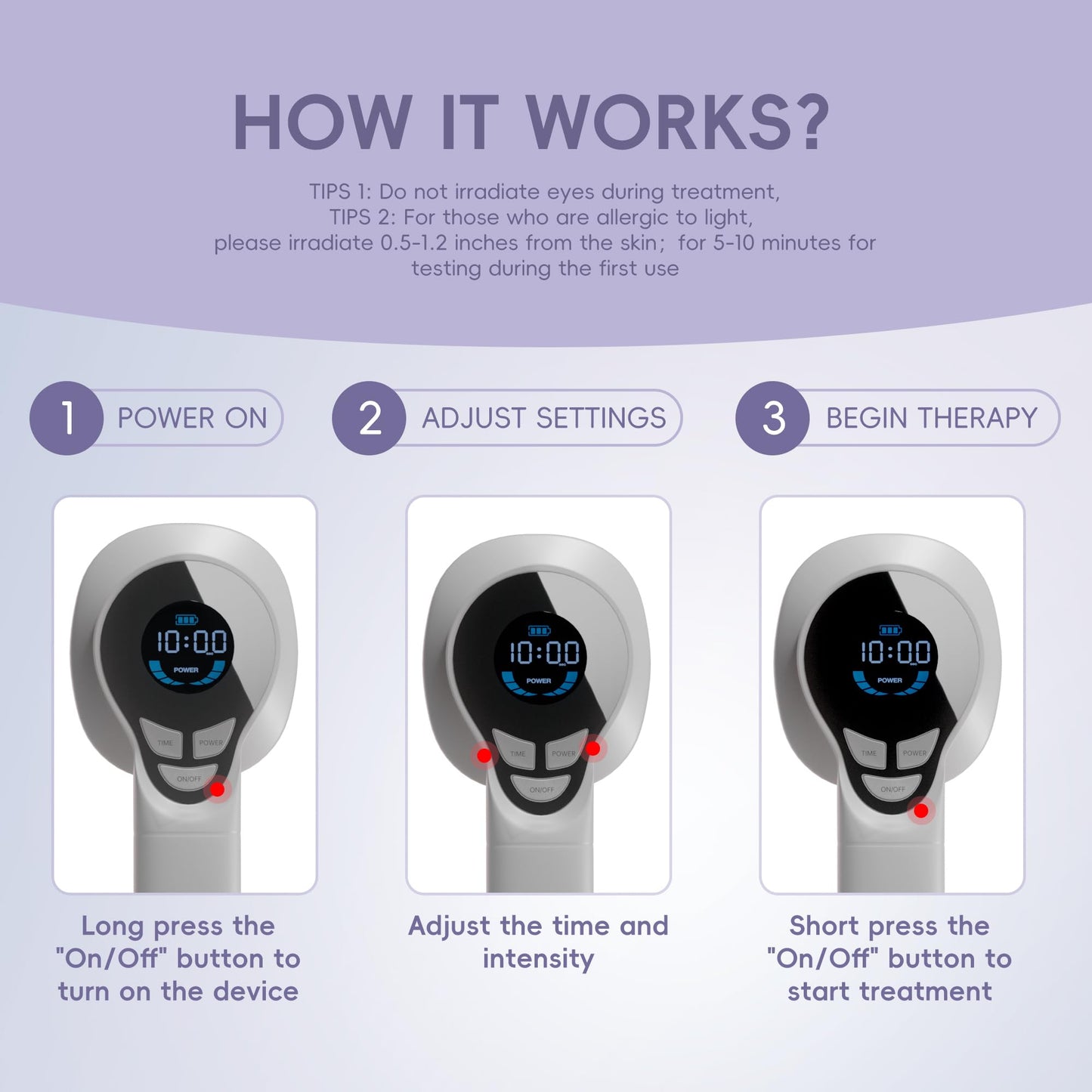 Handheld Red Light Therapy Device, Portable Pain Relief Device, 650nm 808nm Therapy Instrument - Medaid International