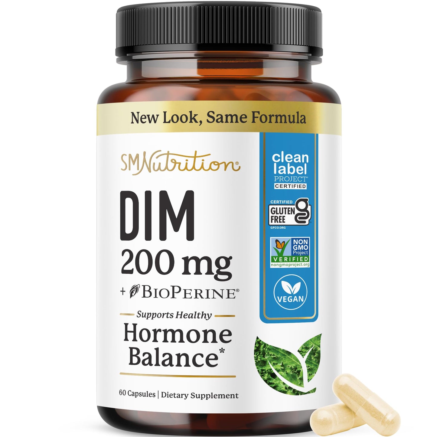 DIM Supplement 200 mg | Estrogen Balance for Women & Men | Hormonal Acne, Hormone Balance, Menopause & Antioxidant Support | Clean Label Project Certified, Vegan & Soy Free Diindolylmethane | 60 Ct. - Medaid International