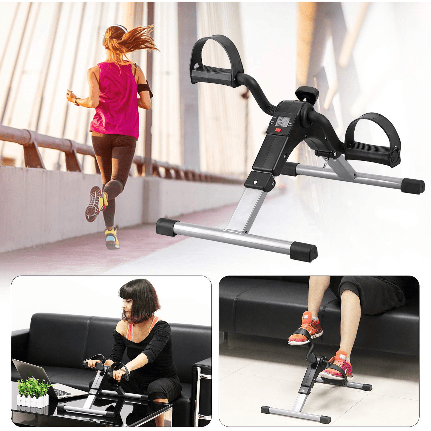 Sport Foldable Pedal Exerciser, Stationary Under Desk Exercise Equipment Arm/Leg/Foot Peddler Exercise - Medaid International