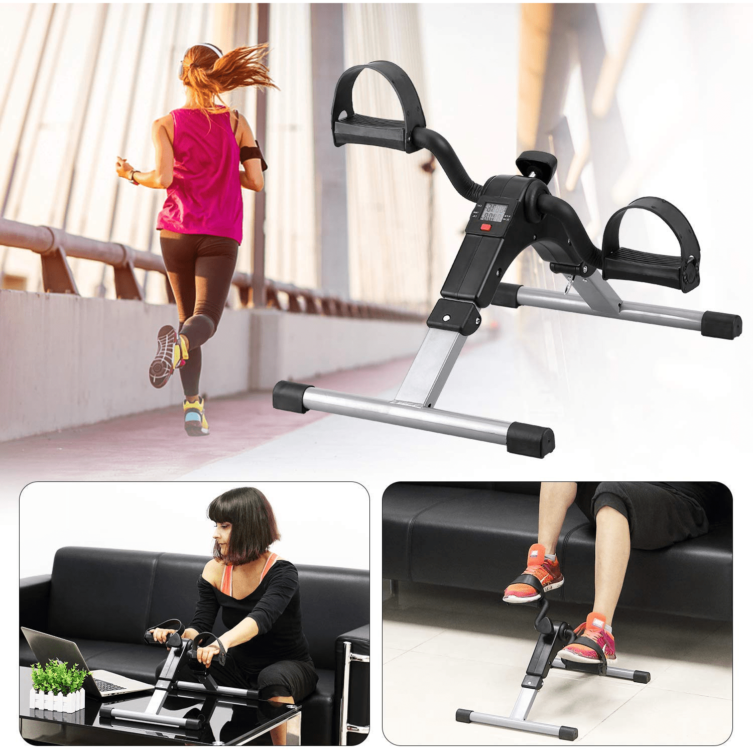 Sport Foldable Pedal Exerciser, Stationary Under Desk Exercise Equipment Arm/Leg/Foot Peddler Exercise - Medaid International
