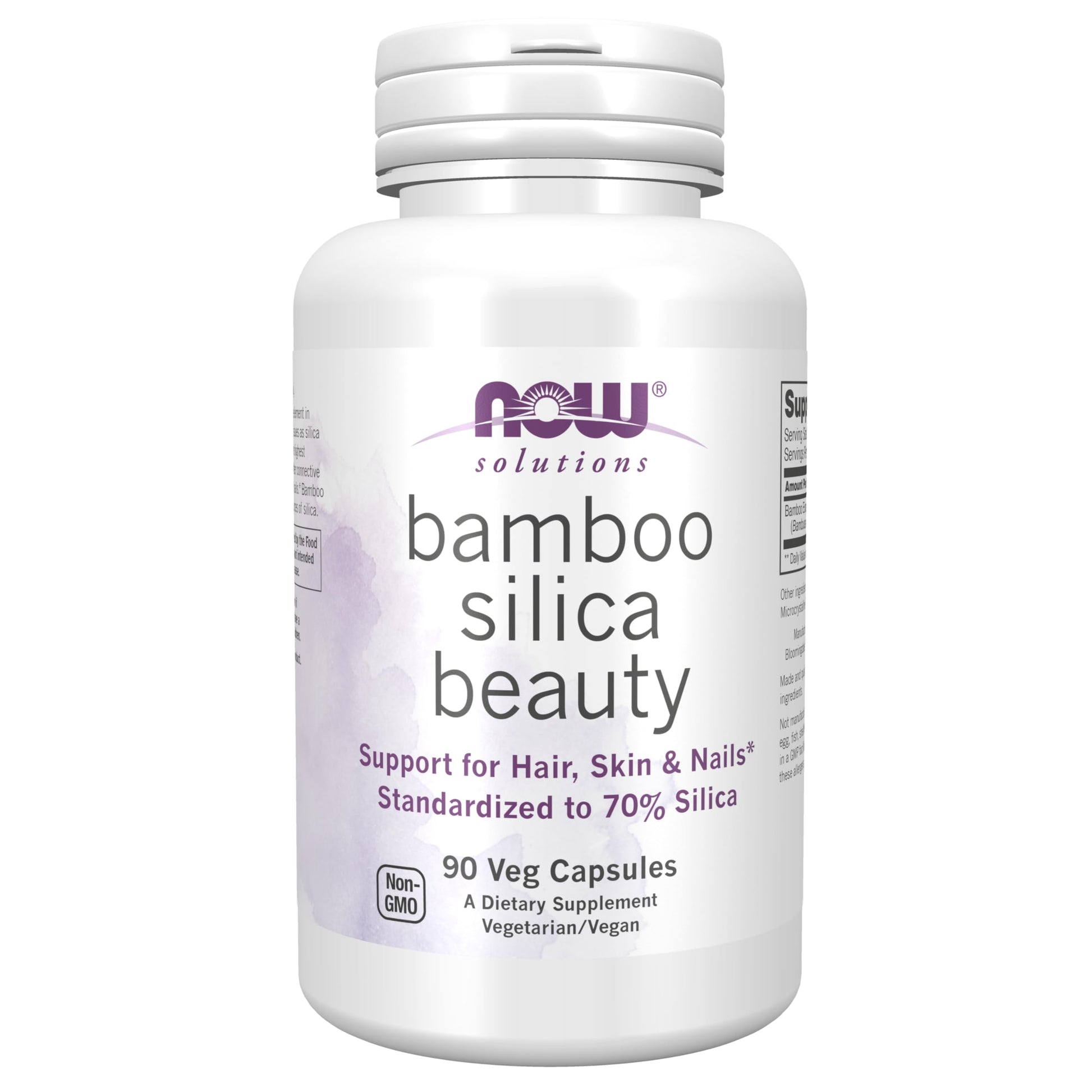 NOW Foods Solutions, Bamboo Silica Beauty, Support for Hair, Skin & Nails, Standardized to 70% Silica, 90 Veg Capsules - Medaid International
