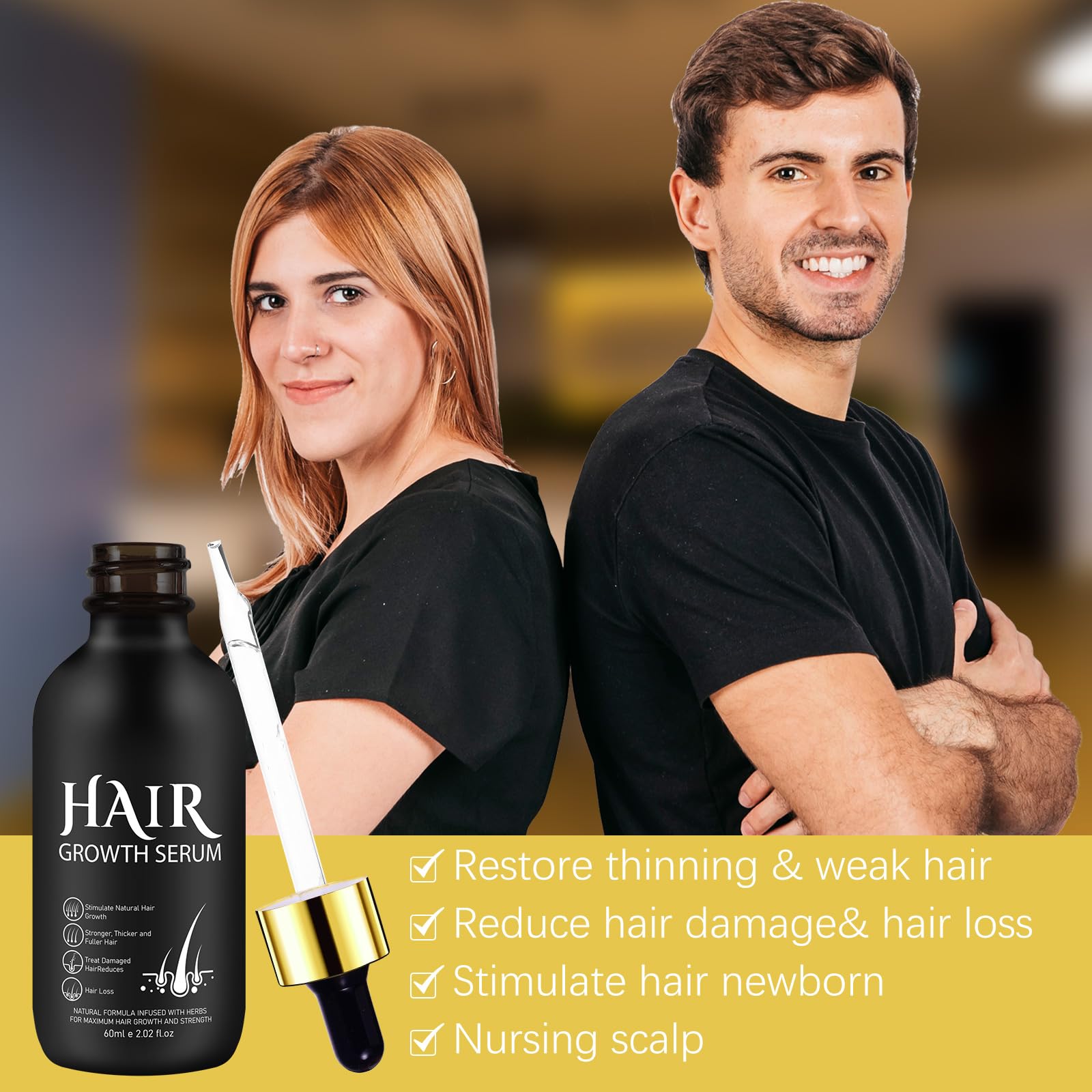 Minoxidil for Men, 5% Minoxidil for Women, Hair Growth Serum for Womens Stronger Thicker Longer Hair, Natural Hair Growth Oil for Mens Beard Growth, Minoxidil for Women & Men, 60ML - Medaid International