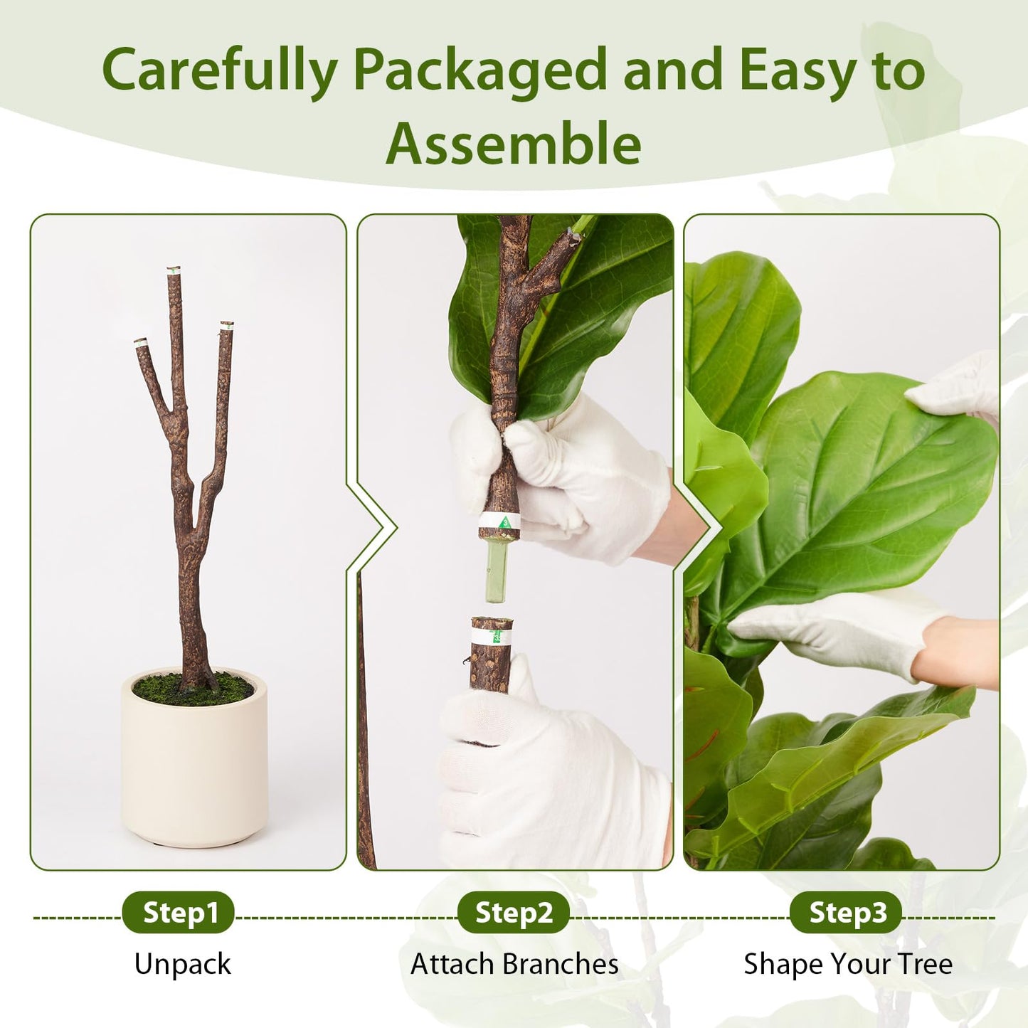 Artificial Fiddle Leaf Fig Tree, 6FT Faux Ficus Lyrata Plant with Realistic Leaves, Lifelike Home Decor Faux Tree in Stylish Pot for Indoor, Office, Living Room Decor (6ft) - Medaid International