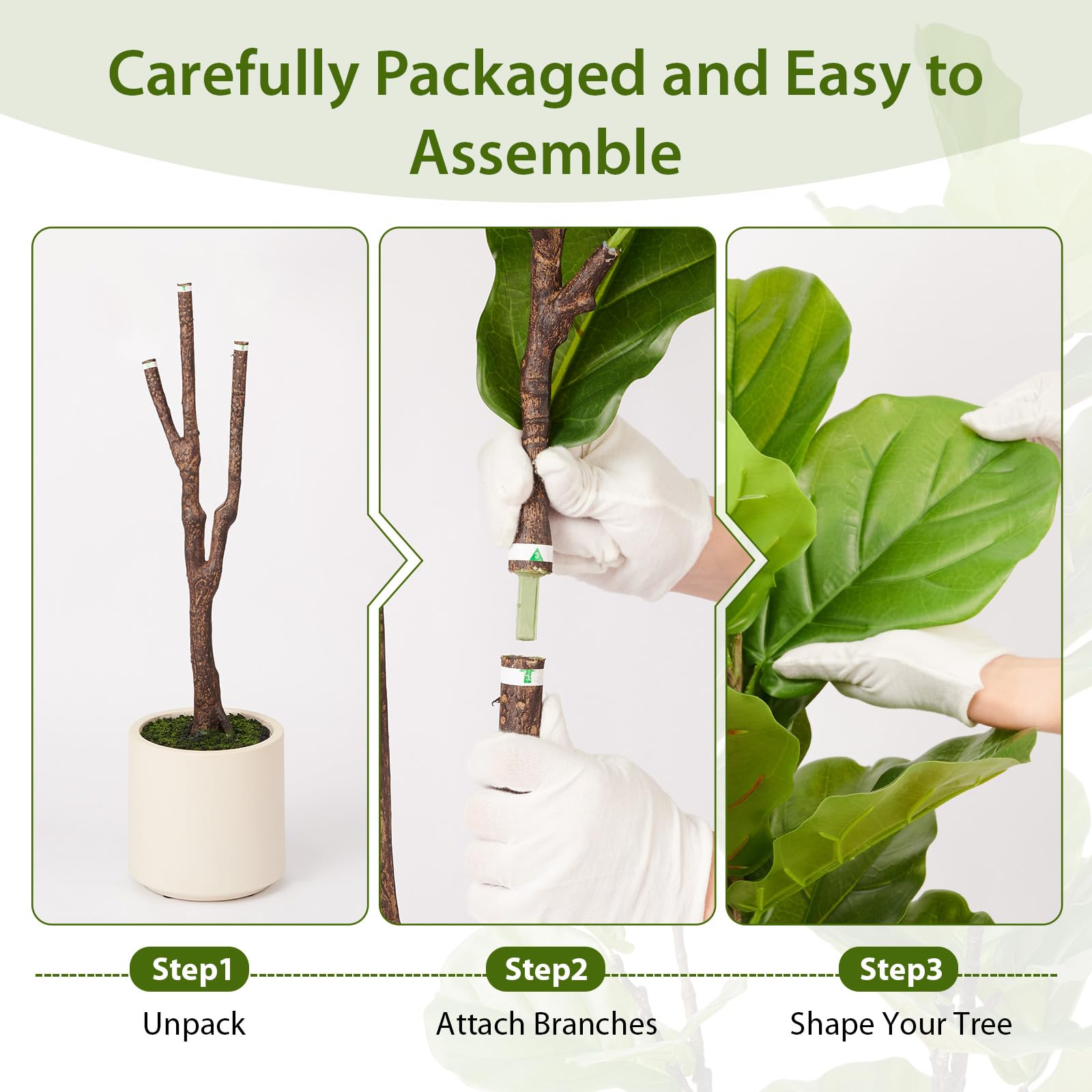 Artificial Fiddle Leaf Fig Tree, 6FT Faux Ficus Lyrata Plant with Realistic Leaves, Lifelike Home Decor Faux Tree in Stylish Pot for Indoor, Office, Living Room Decor (6ft) - Medaid International