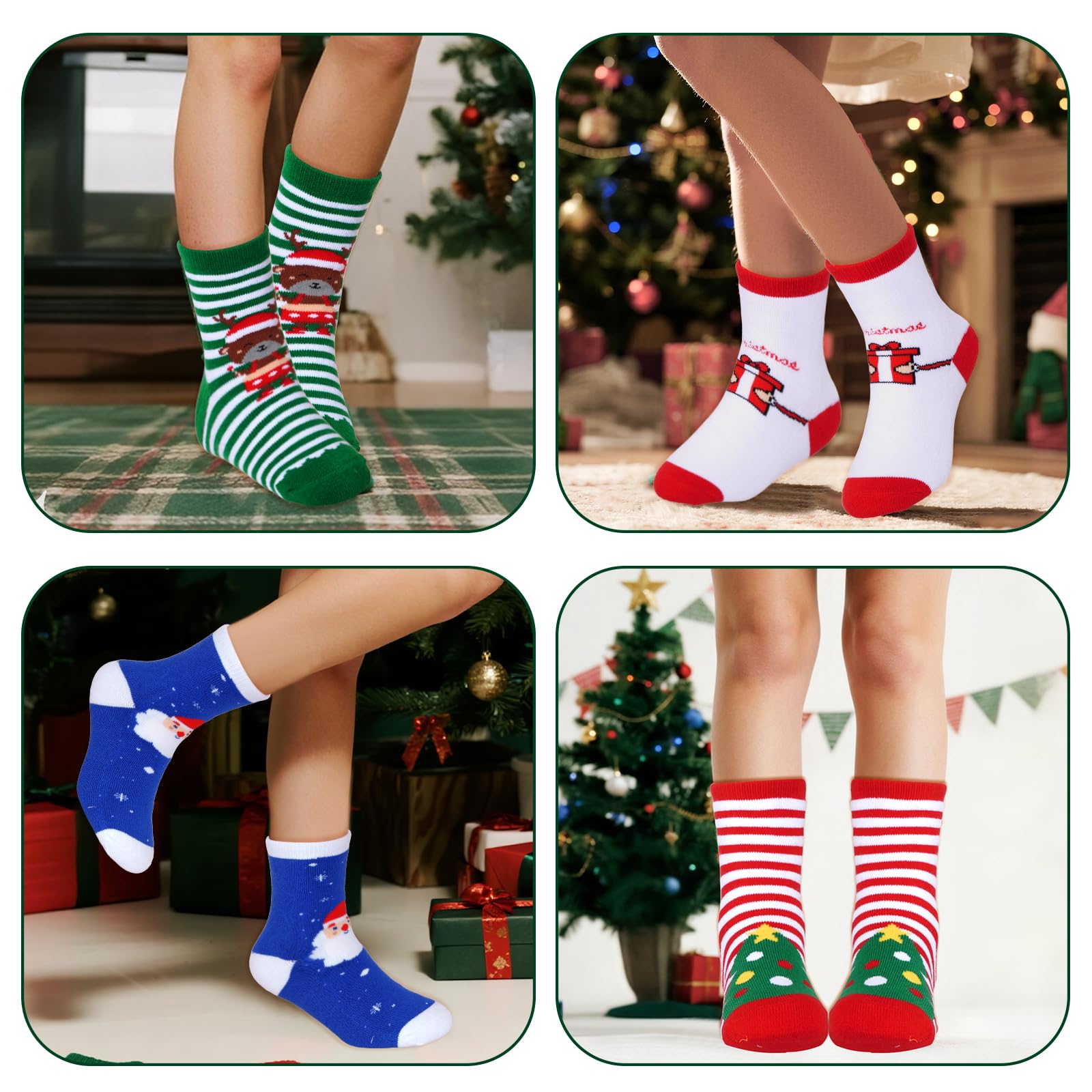Nydotd 6 Pairs Kids Christmas Winter Socks Thick Cotton Warm Socks Thermal Crew Socks for Unisex Boys Girls Children Xmas Gift (US, Age, 7 Years, 10 Years) - Medaid International