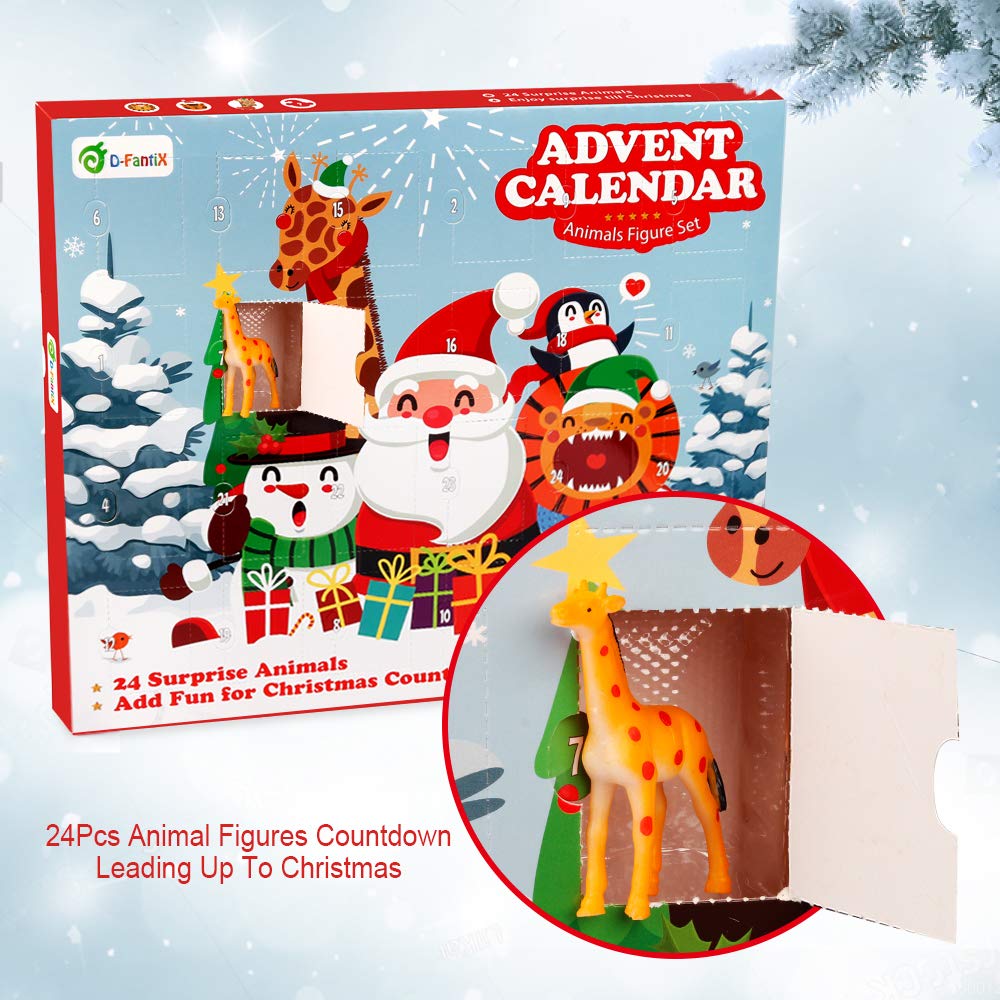 D-FantiX Kids Animals Advent Calendar 2025 Realistic Animal Figurine Toys Christmas Advent Calendar Xmas 24 Days Christmas Countdown Calender for Boys and Girls - Medaid International