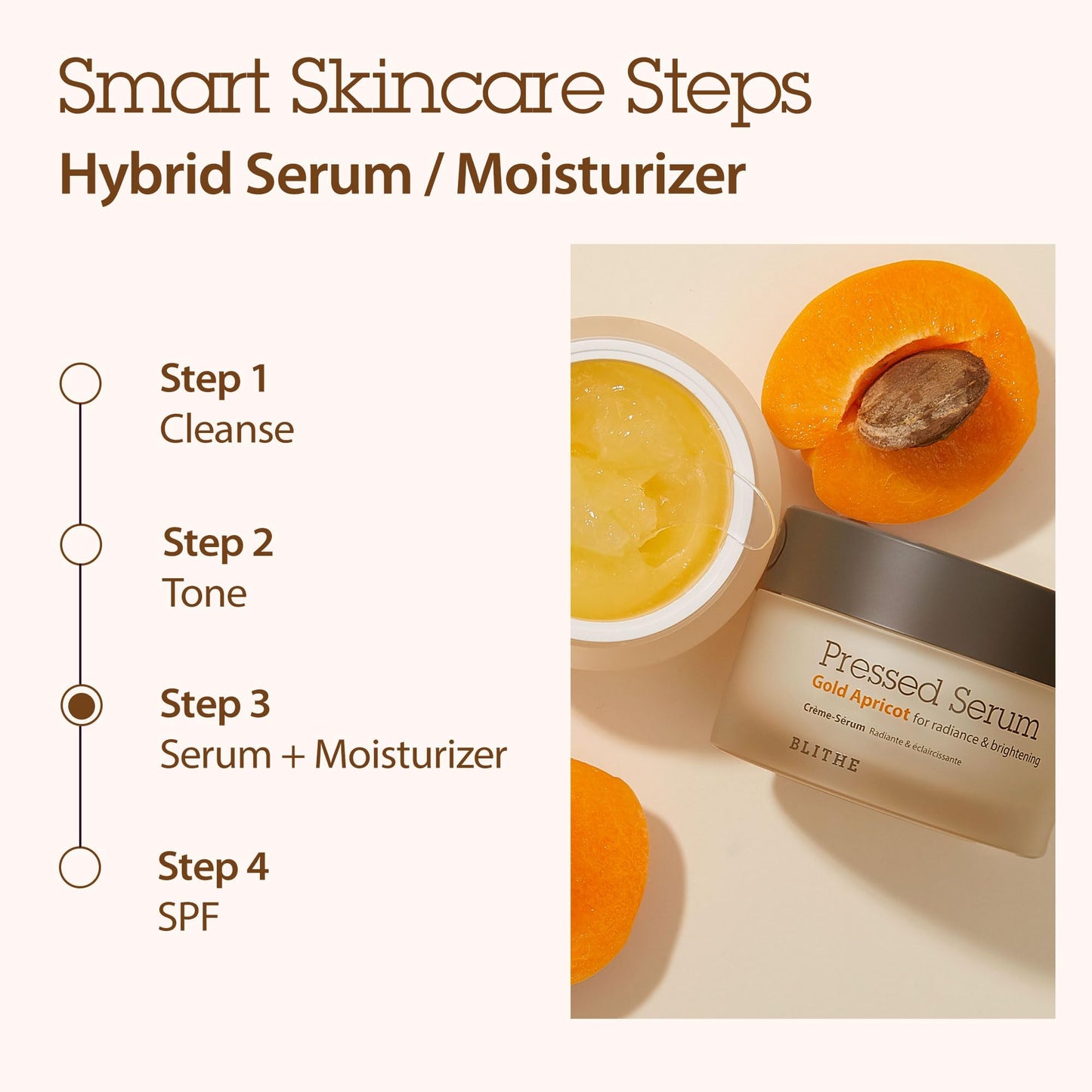 BLITHE Pressed Serum Glass Skin Korean Skincare 31.27% Apricot Extract & Niacinamide for Natural Glow, Hybride Serum & Moisturizer 0.91 fl oz - Medaid International