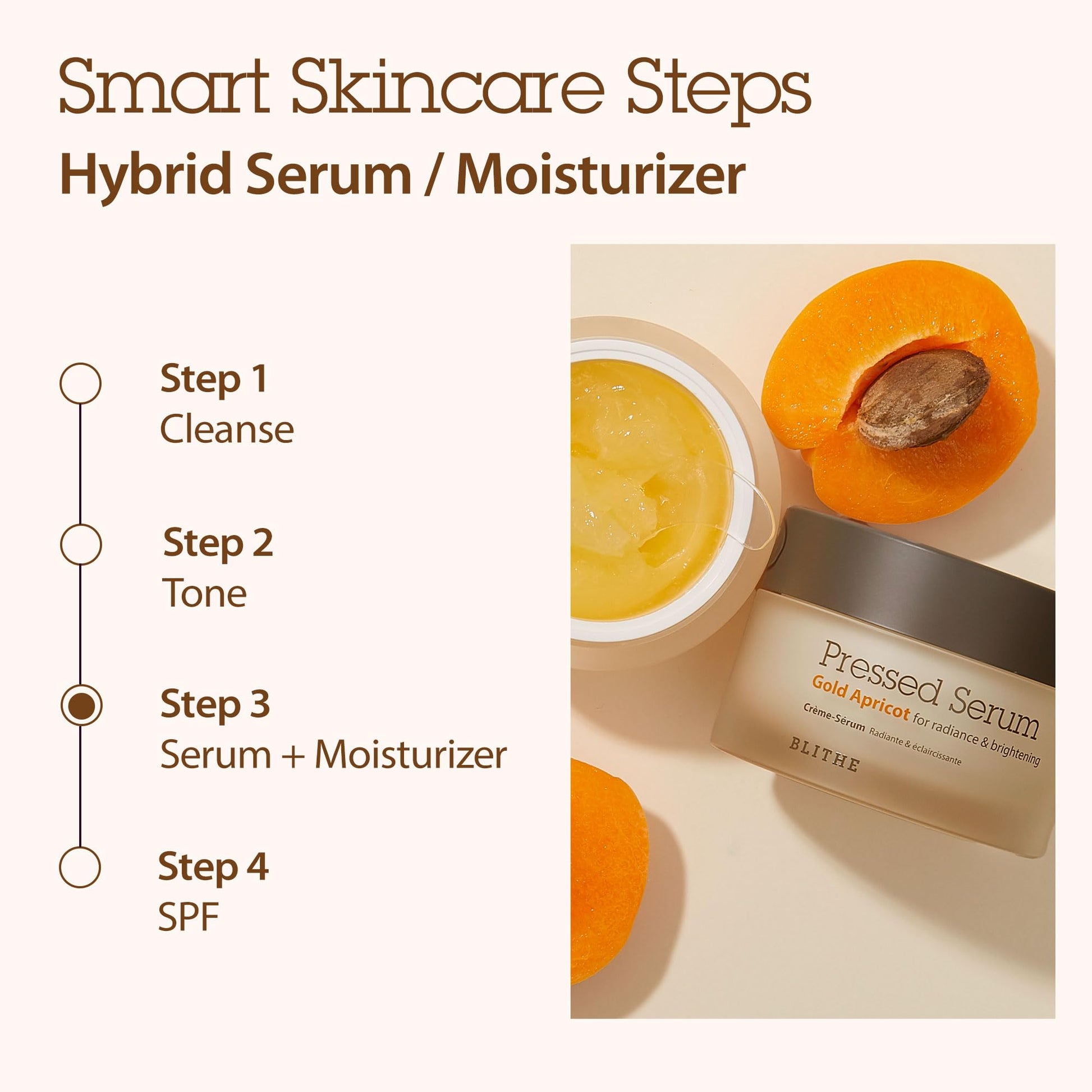 BLITHE Pressed Serum Glass Skin Korean Skincare 31.27% Apricot Extract & Niacinamide for Natural Glow, Hybride Serum & Moisturizer 0.91 fl oz - Medaid International
