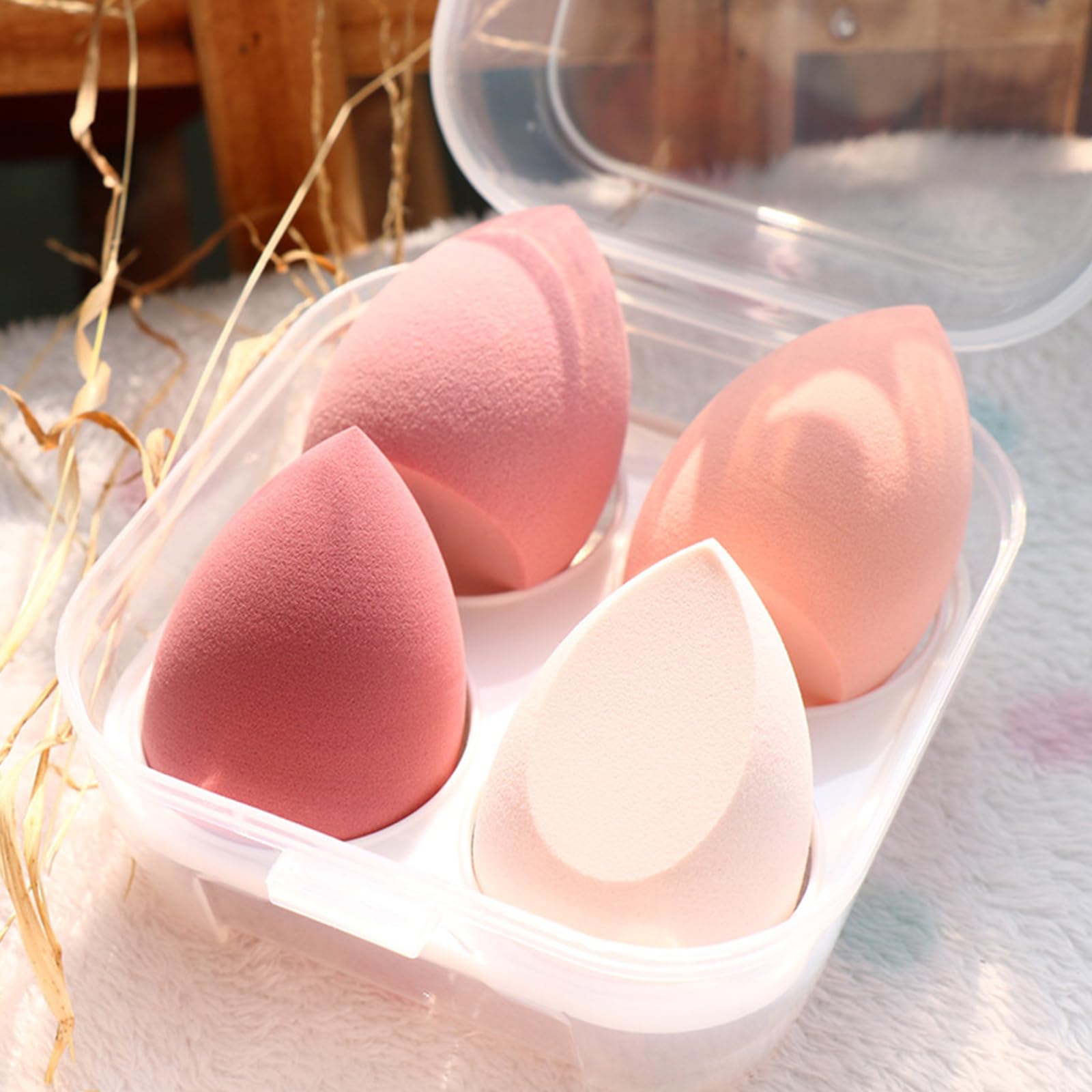 Makeup Sponges Set 4Pcs of Beauty Eggs Makeup Sponges for Foundation and Durable Suitable for Girls and Women(Pink) - Medaid International