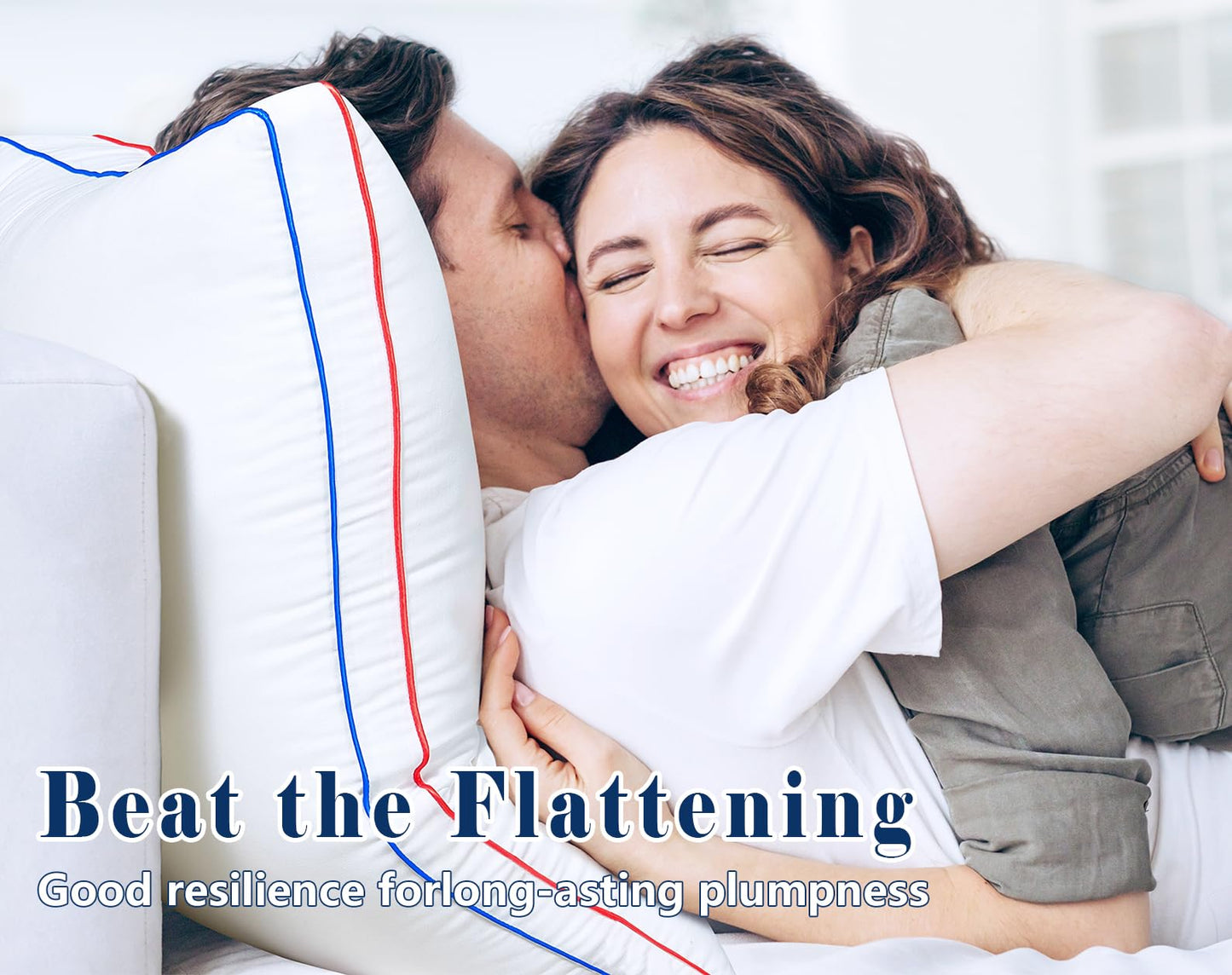 SUMEQIQ Pillows Queen Size Set of 2, Fluffy Bed Pillows for Sleeping, Queen Pillows 2 Pack with Hotel Quality, Medium Firm and Supportive Down Alternative Pillow for Side and Back Sleeper, 20" x 30" - Medaid International