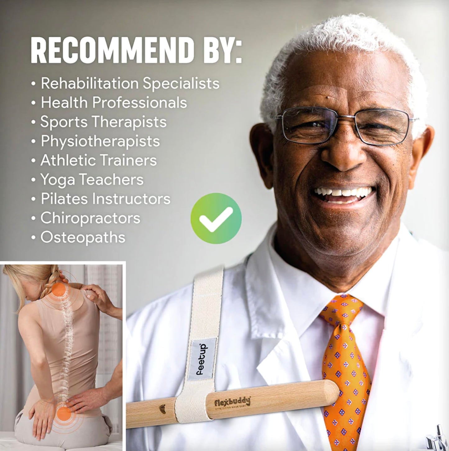 FlexBuddy® Stretching Tool – 2-in-1 Flexibility & Back Trainer | Daily Mobility & Pain Relief | Compact Stretch Aid for Home, Office & Gym - Medaid International