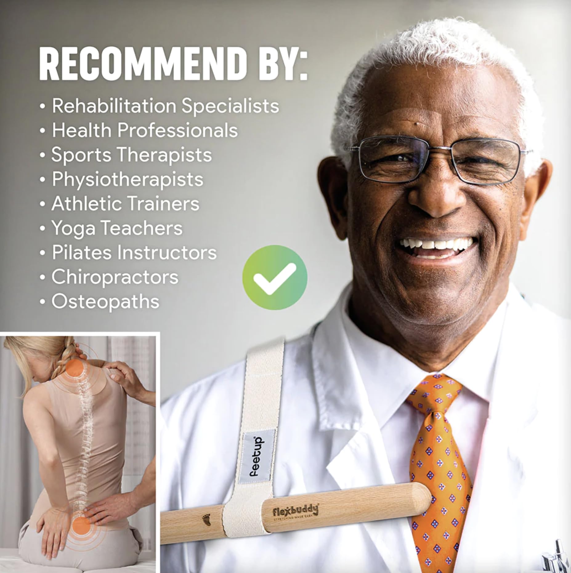 FlexBuddy® Stretching Tool – 2-in-1 Flexibility & Back Trainer | Daily Mobility & Pain Relief | Compact Stretch Aid for Home, Office & Gym - Medaid International