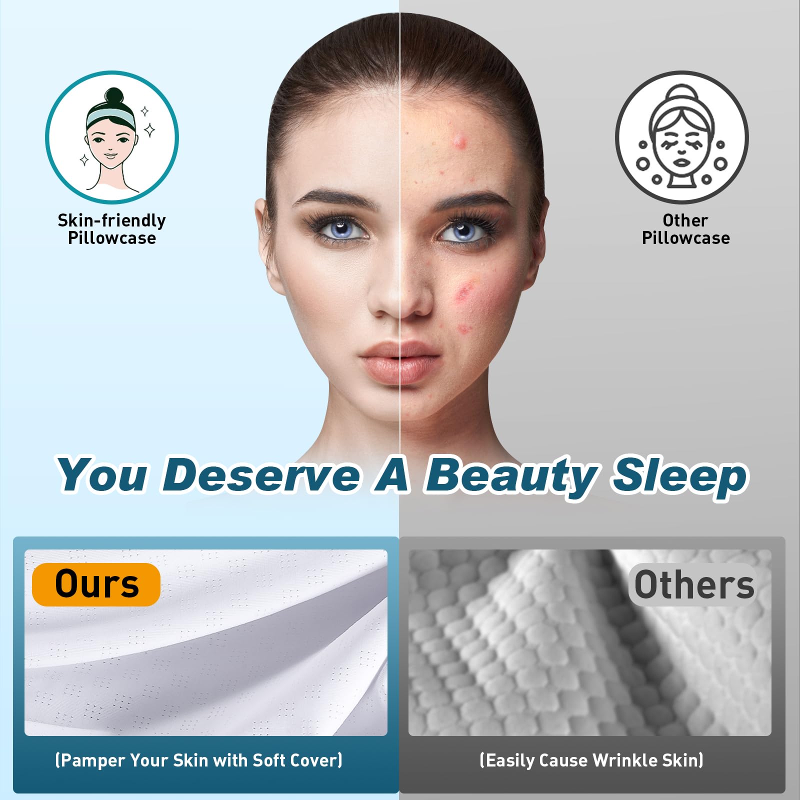 Cervical Neck Pillow for Pain Relief - Cooling Ergonomic Neck Support Pillow for Sleeping, Orthopedic Contour Memory Foam Pillows for Side, Back & Stomach Sleepers with Pillowcase - Medaid International