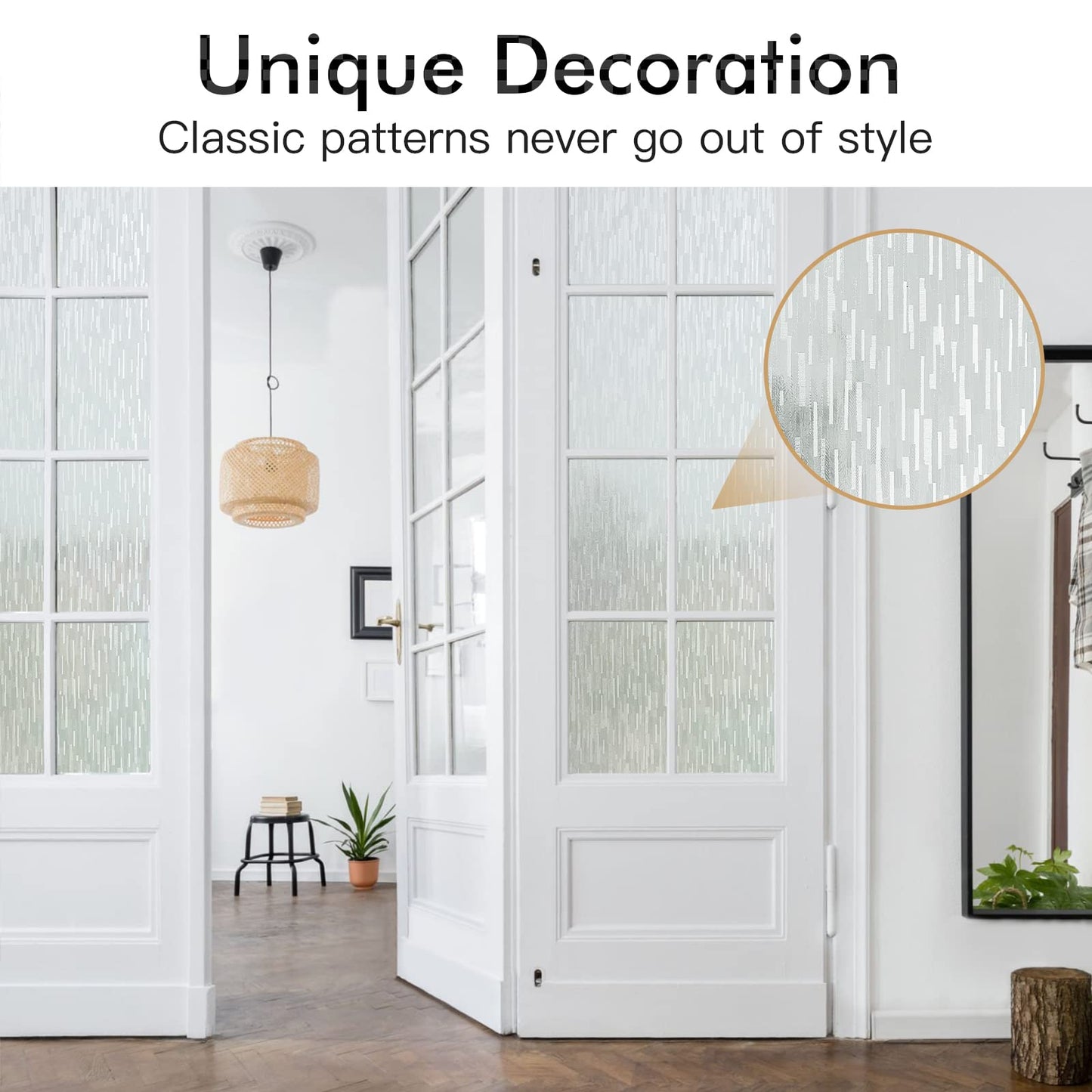 Haton Window Privacy Film, Frosted Glass Static Cling Sun Heat Blocking Window Clings, Frosting Opaque Coverings, Vinyl Removable Stickers Tint for Home Door Office, Non Adhesive 17.5" x 78.7" - Medaid International