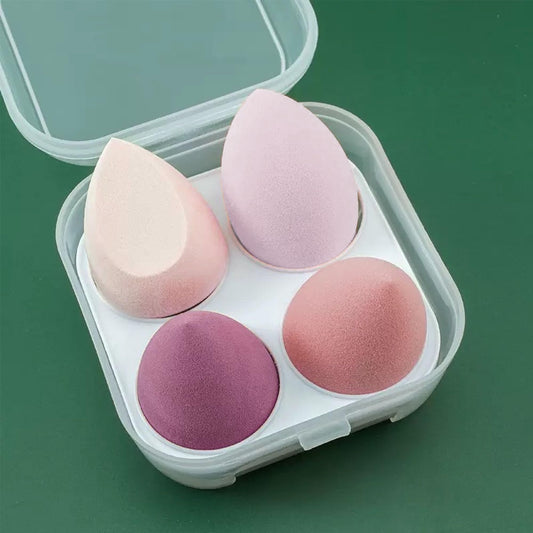 4PCS Makeup Sponge Set with Storage Box, Beauty Blender Sponges for Liquid Cream and Powder, Dry and Wet Use Foundation Blending Applicators for Flawless Makeup Application Pink - Medaid International