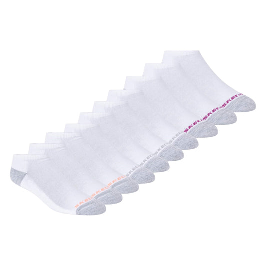 Skechers womens 10 Pack No Show Running Socks, White/Orange, 9 11 US - Medaid International