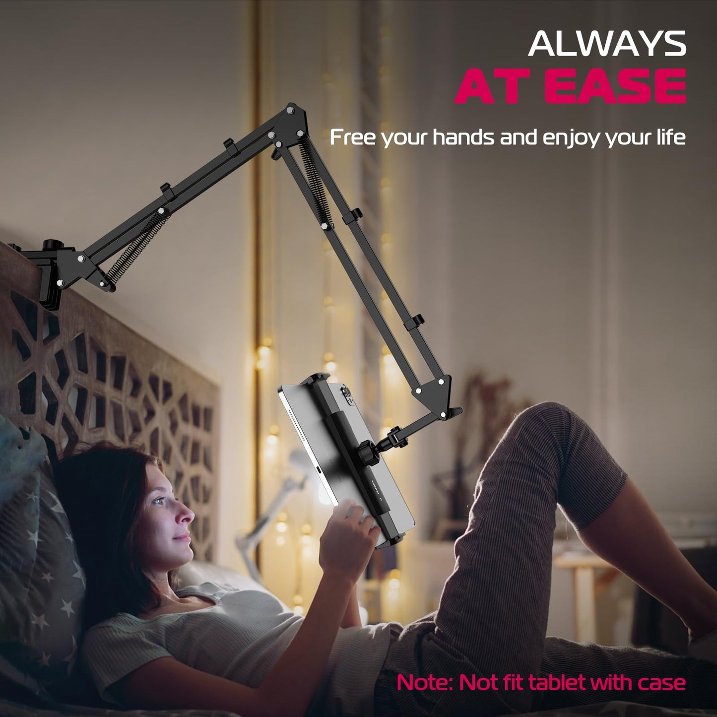 ULANZI T2 Adjustable Tablet Holder for Desk, Carbon Steel Tablet Phone Stand for Bed, Flexible Tablet Arm Clamp Compatible with iPhone 17 16 15 Pro iPad Kindle Galaxy Tab 4.6-12.9 Inch Devices - Medaid International