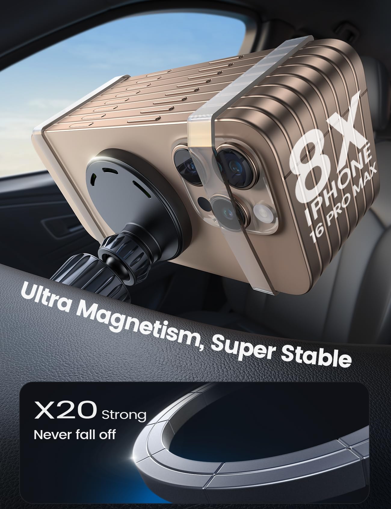 Lamicall 15W for Magsafe Car Mount Charger - [3-in-1 Upgraded Intelligent Chip] 360° Wireless Car Phone Holder Charger Vent Dashboard Magnetic Phone Holders for Your Car for iPhone 17 16 15 Pro Max - Medaid International