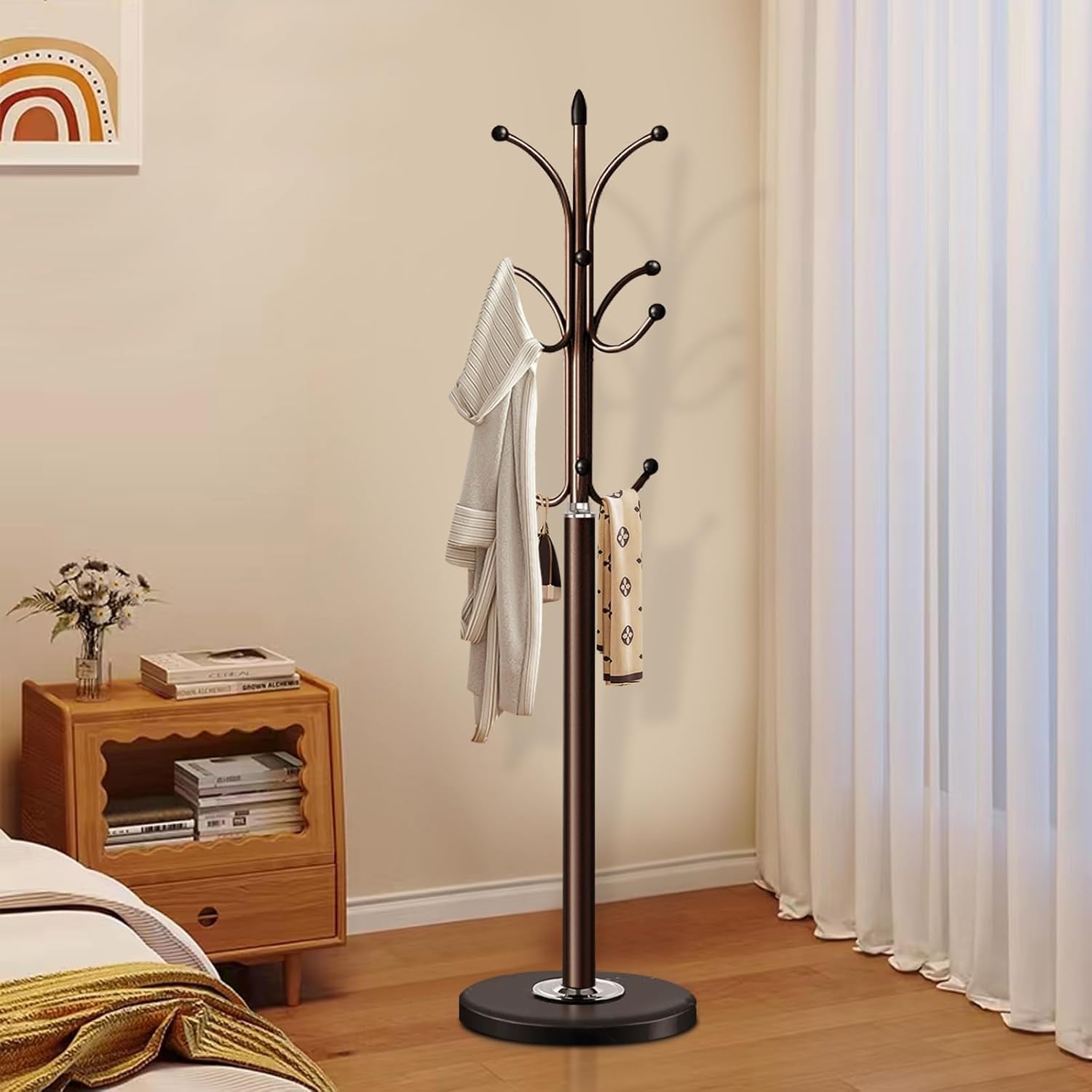 Coat Racks, Coat Stand Metal Hat Heavy Bedroom Hallway Free Standing Clothes Hat Rack Hangers Hat Hanger Holde - Medaid International